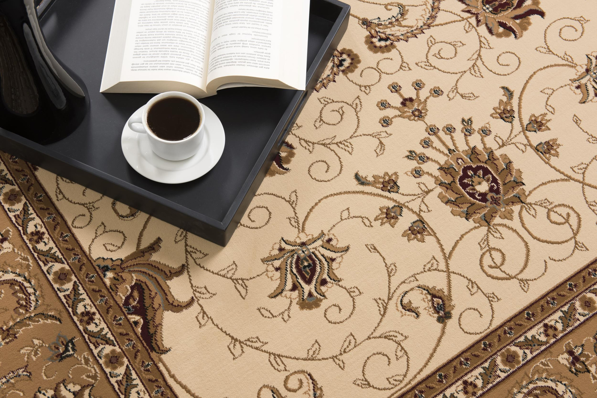 13" Runner Beige and Ivory Oriental Power Loom Runner Rug