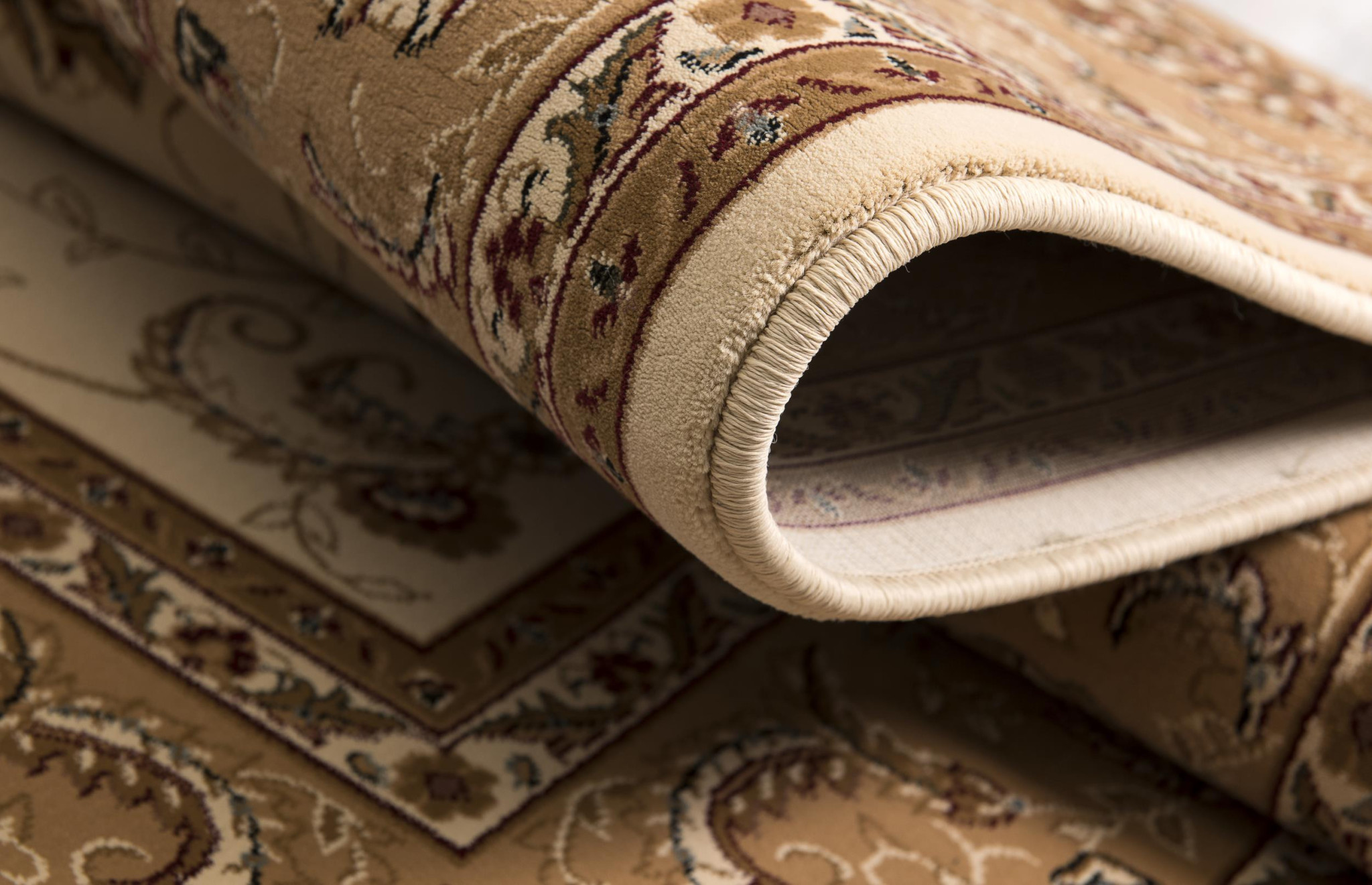 13" Runner Beige and Ivory Oriental Power Loom Runner Rug