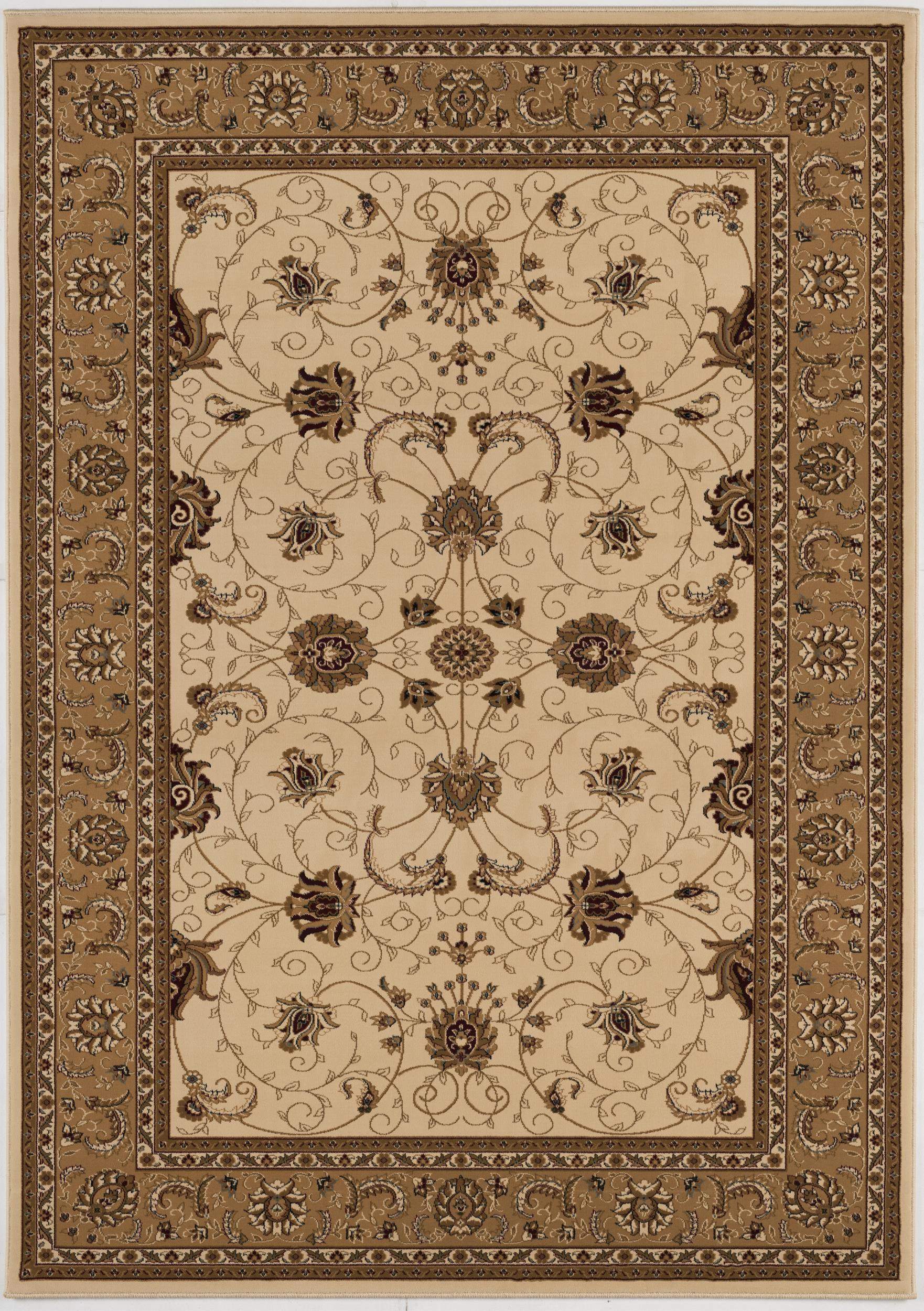 5" X 8" Beige and Ivory Oriental Power Loom Area Rug