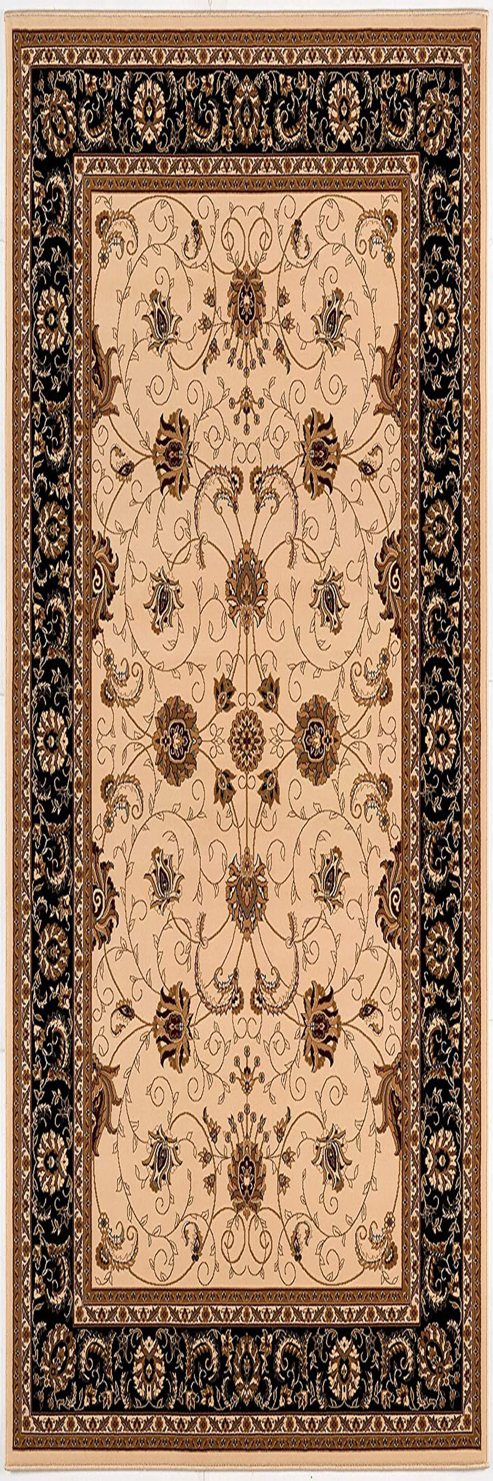 2’ x 13’ Cream and Black Decorative Runner Rug-395240-1