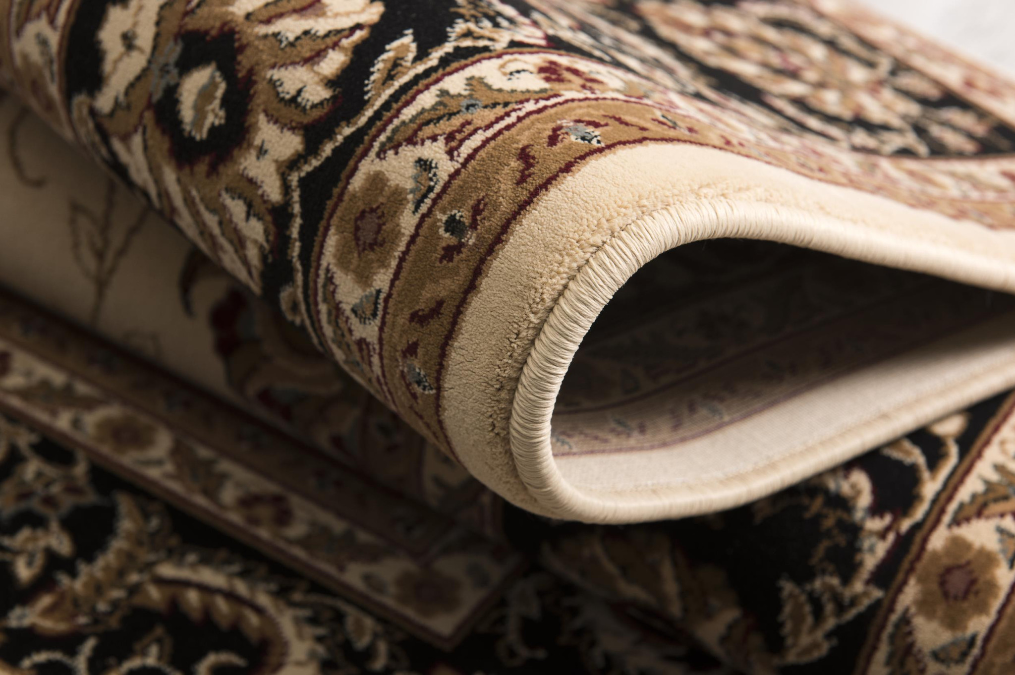 20" Runner Black and Ivory Oriental Power Loom Runner Rug