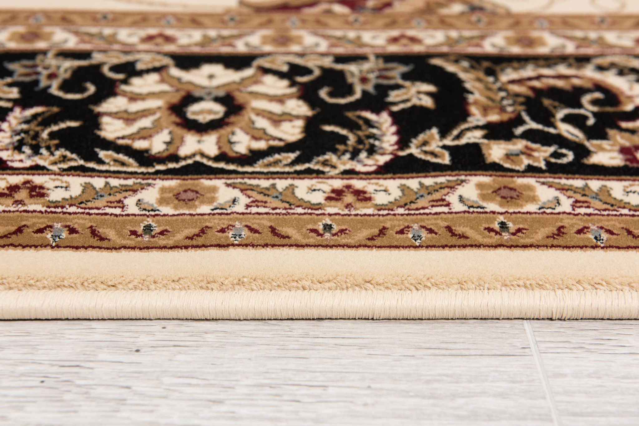 20" Runner Black and Ivory Oriental Power Loom Runner Rug