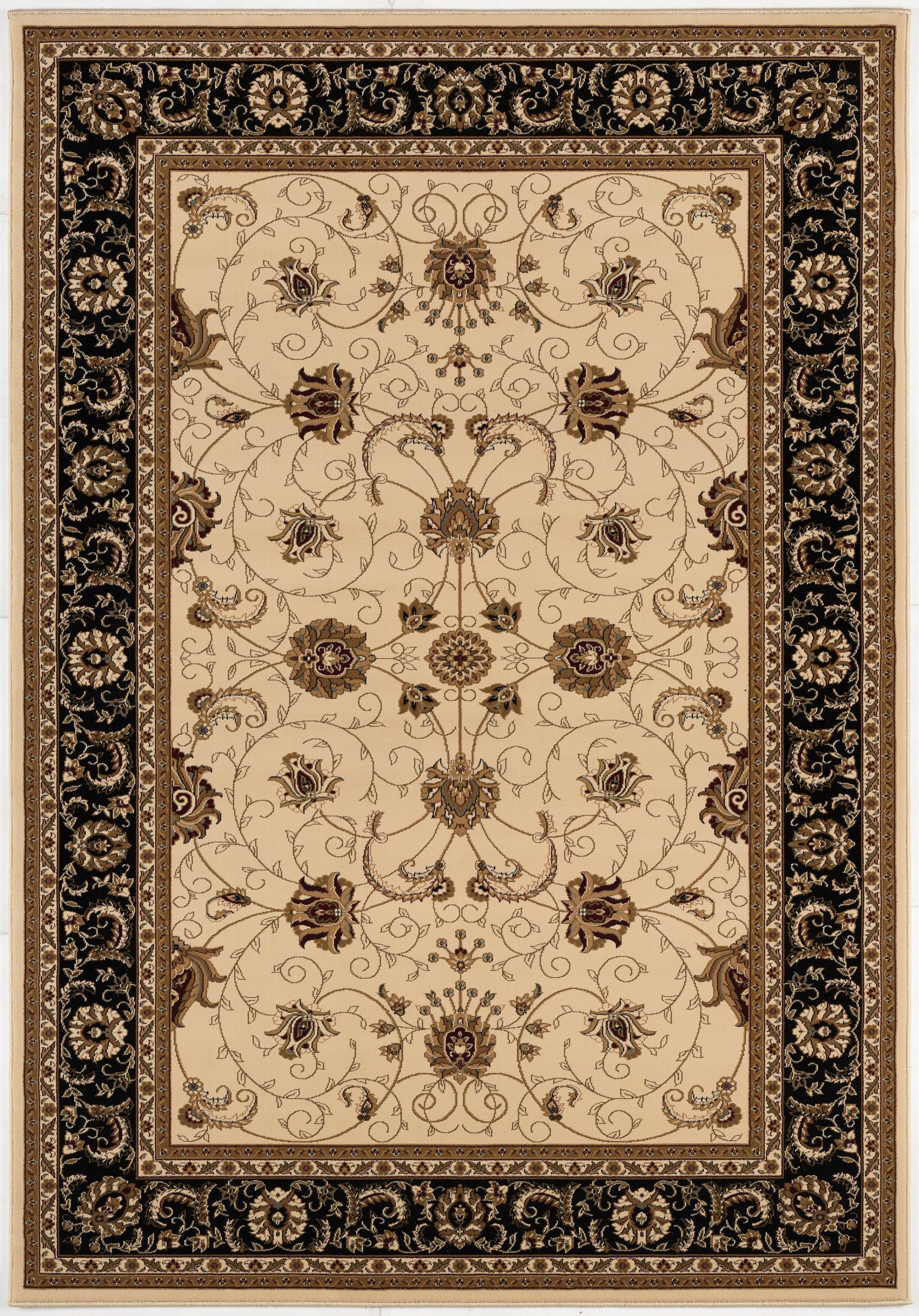 5’ x 8’ Cream and Black Decorative Area Rug-395257-1