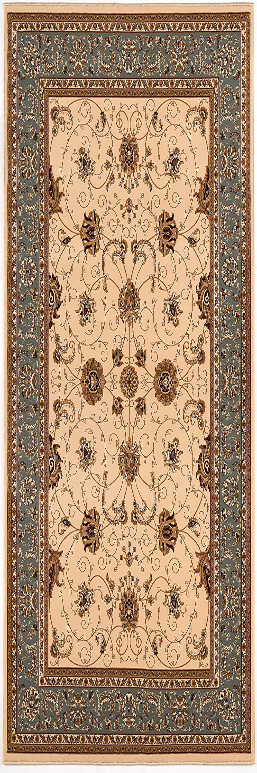 20' Blue And Ivory Oriental Runner Rug-395264-1
