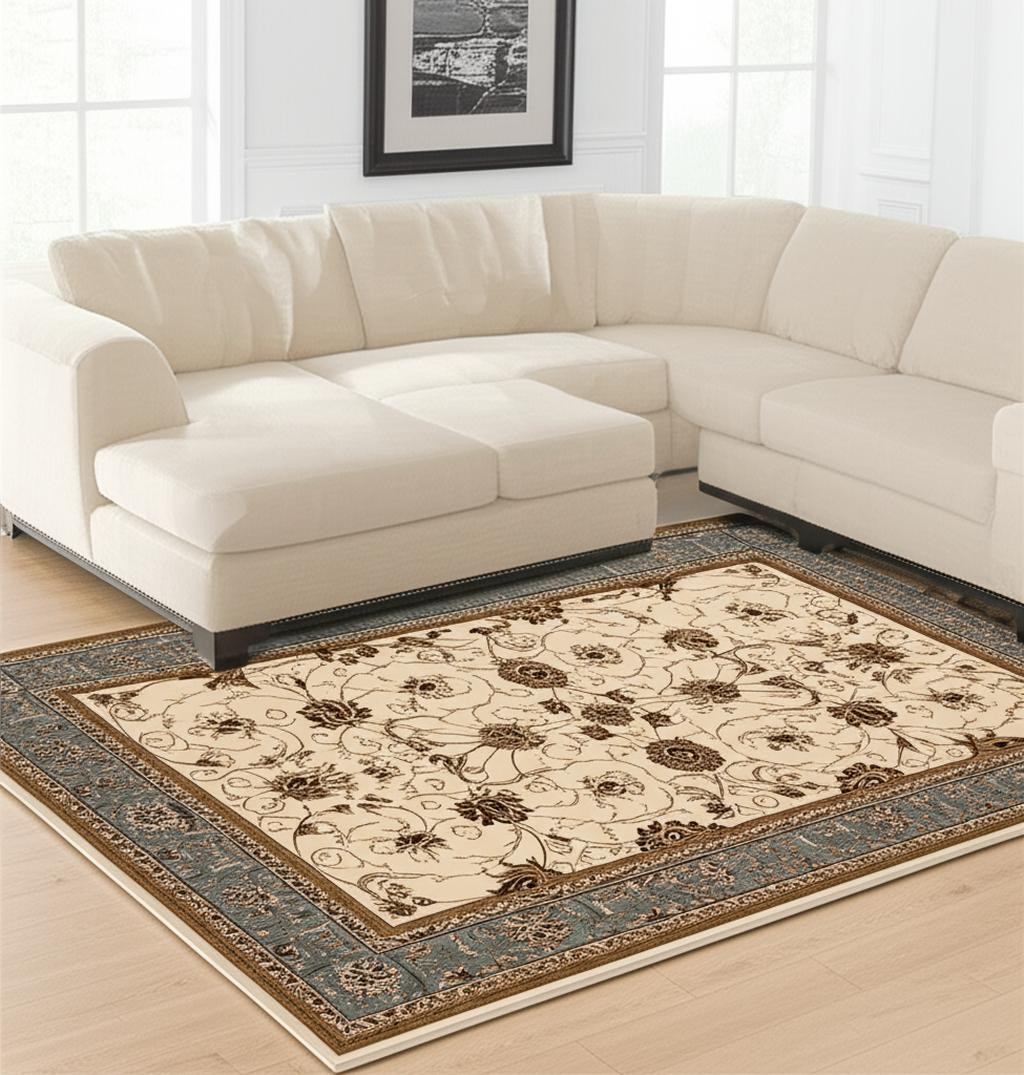 8' X 11' Blue And Ivory Oriental Area Rug-395282-1