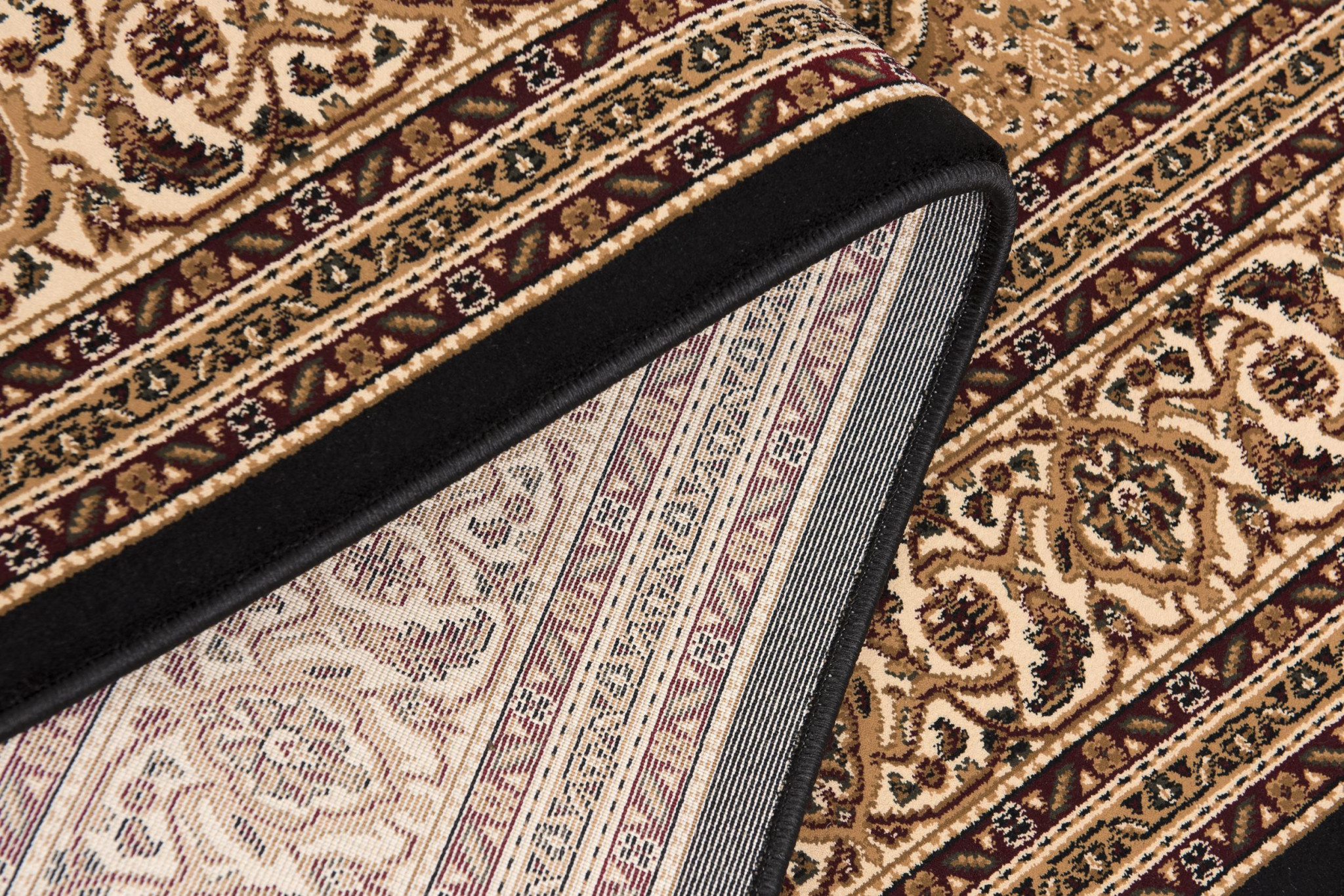 5" X 8" Beige and Black Medallion Power Loom Area Rug