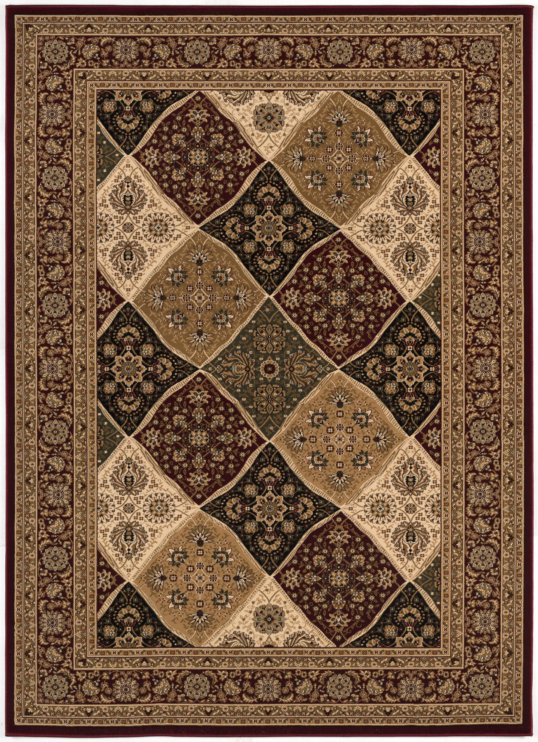 13" Runner Red and Beige Oriental Power Loom Runner Rug