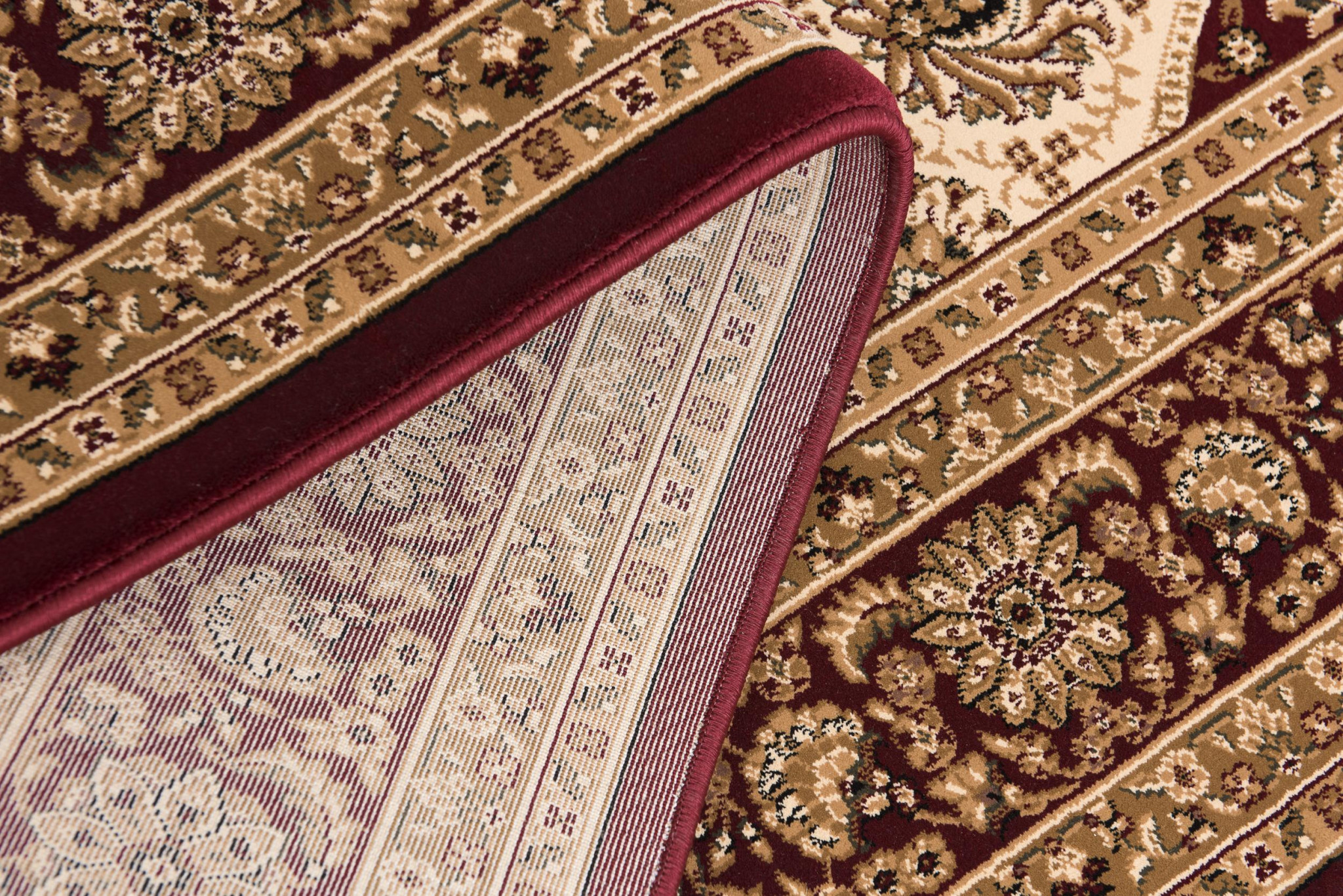 13" Runner Red and Beige Oriental Power Loom Runner Rug