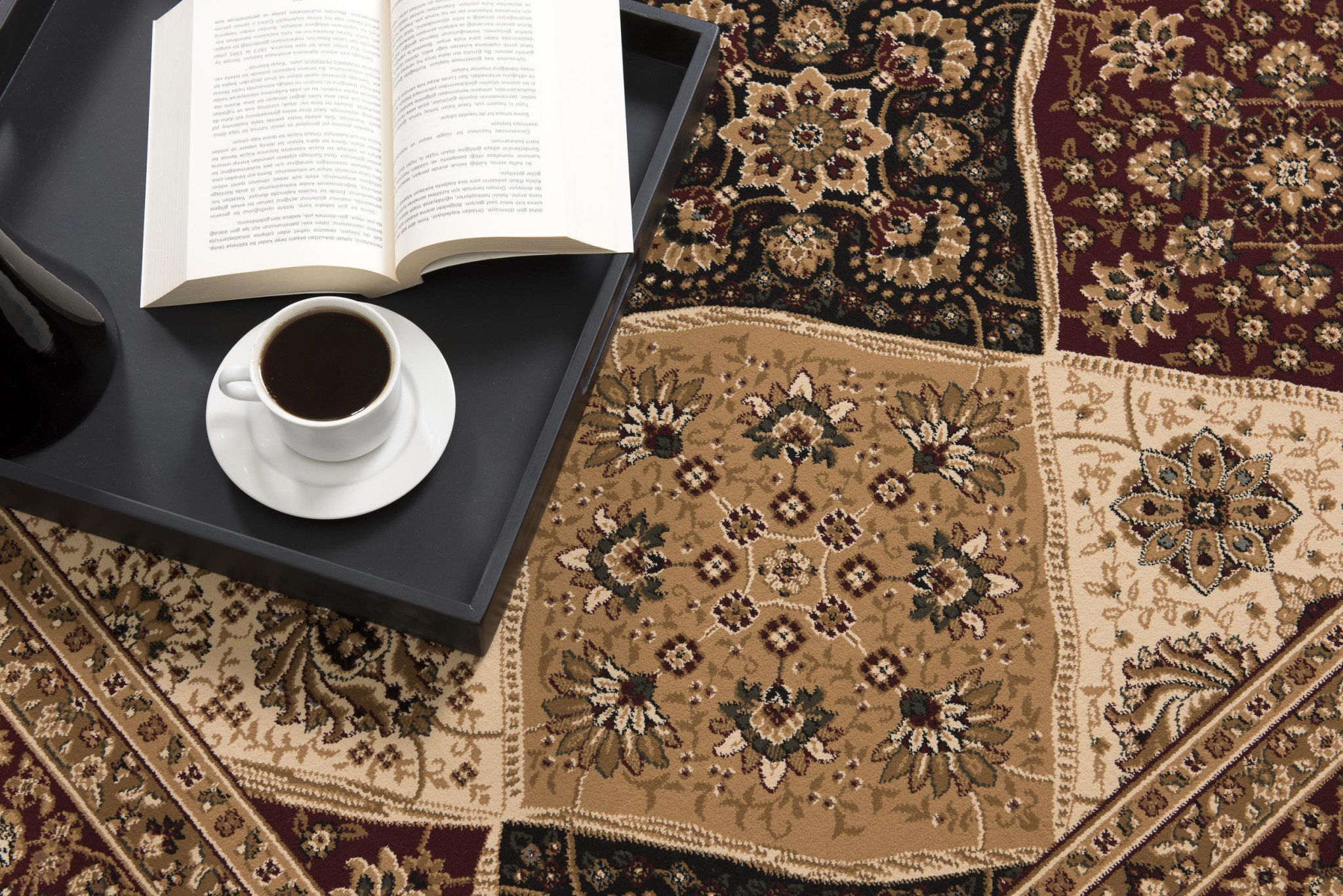 13" Runner Red and Beige Oriental Power Loom Runner Rug