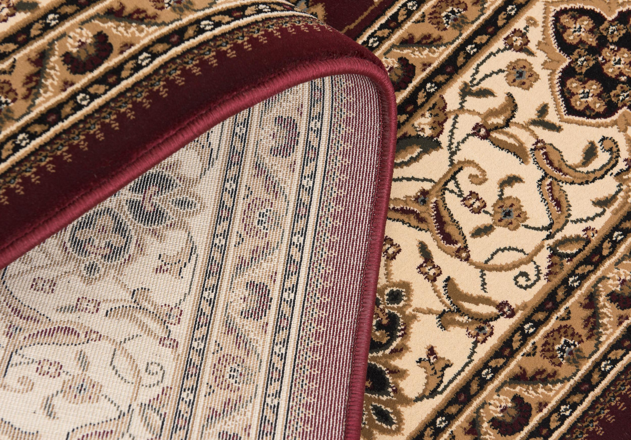 5" X 8" Red and Beige Floral Medallion Power Loom Area Rug