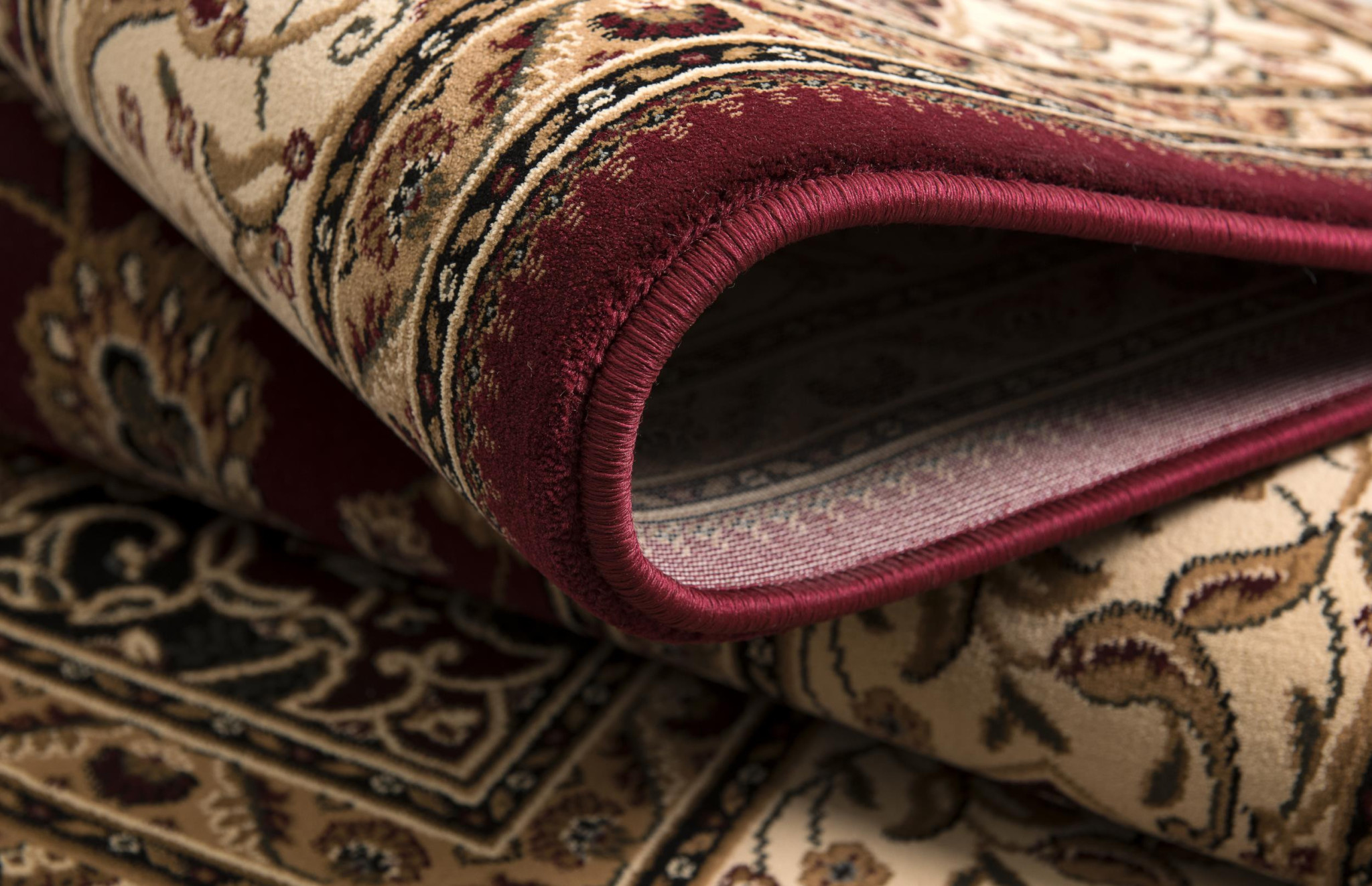 5" X 8" Red and Beige Floral Medallion Power Loom Area Rug