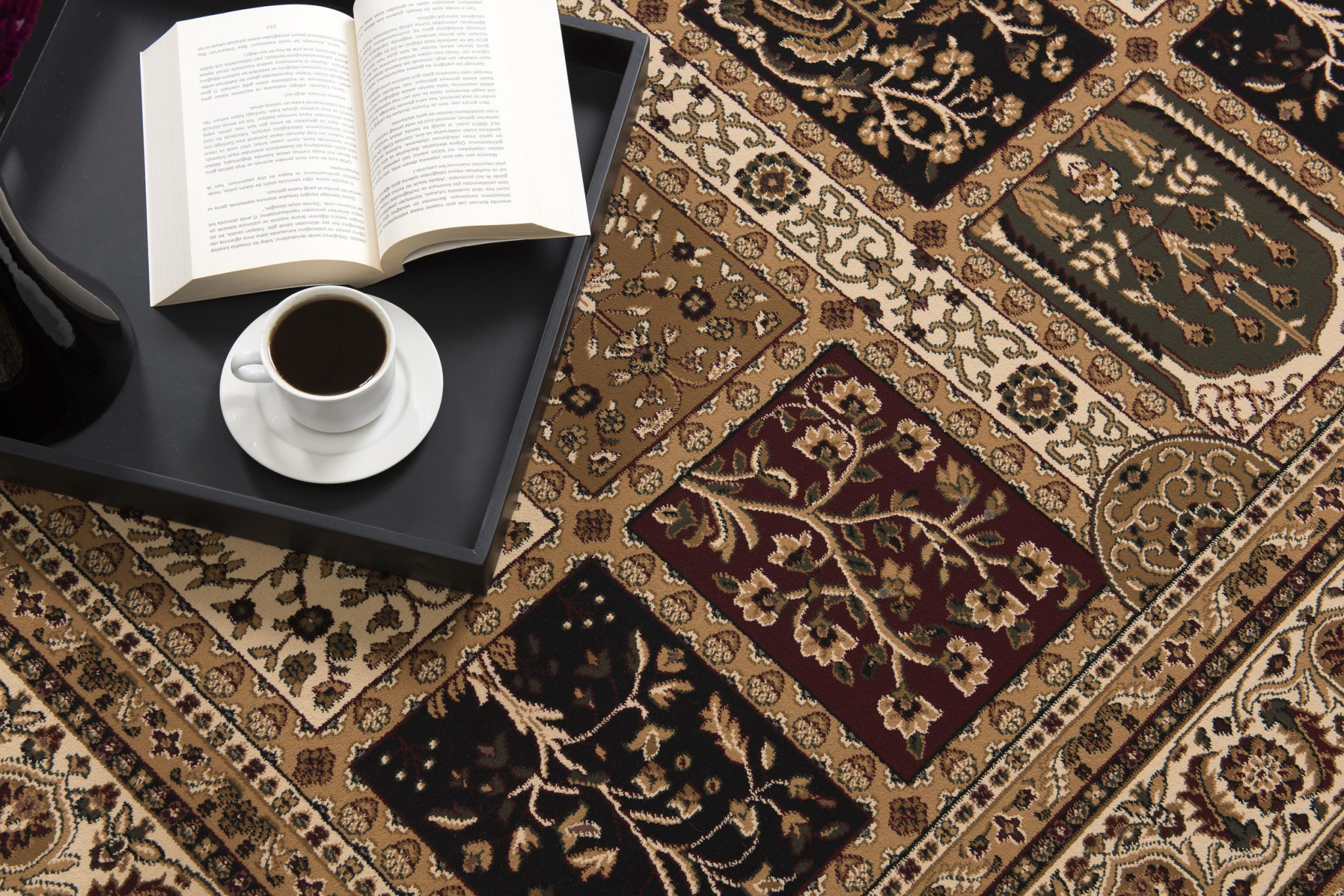 10" Runner Beige and Black Oriental Power Loom Runner Rug