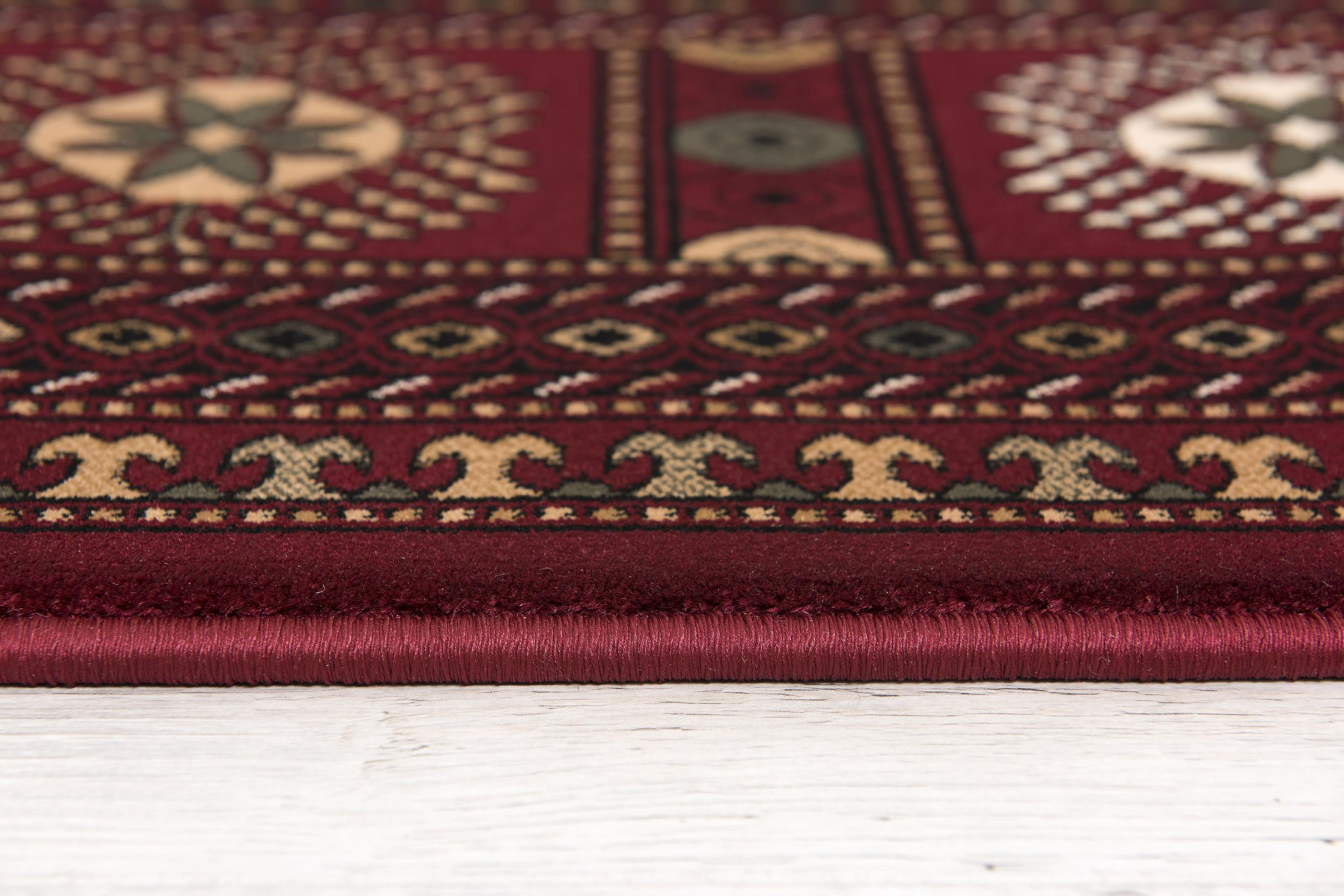10" Runner Red and Ivory Floral Medallion Power Loom Runner Rug