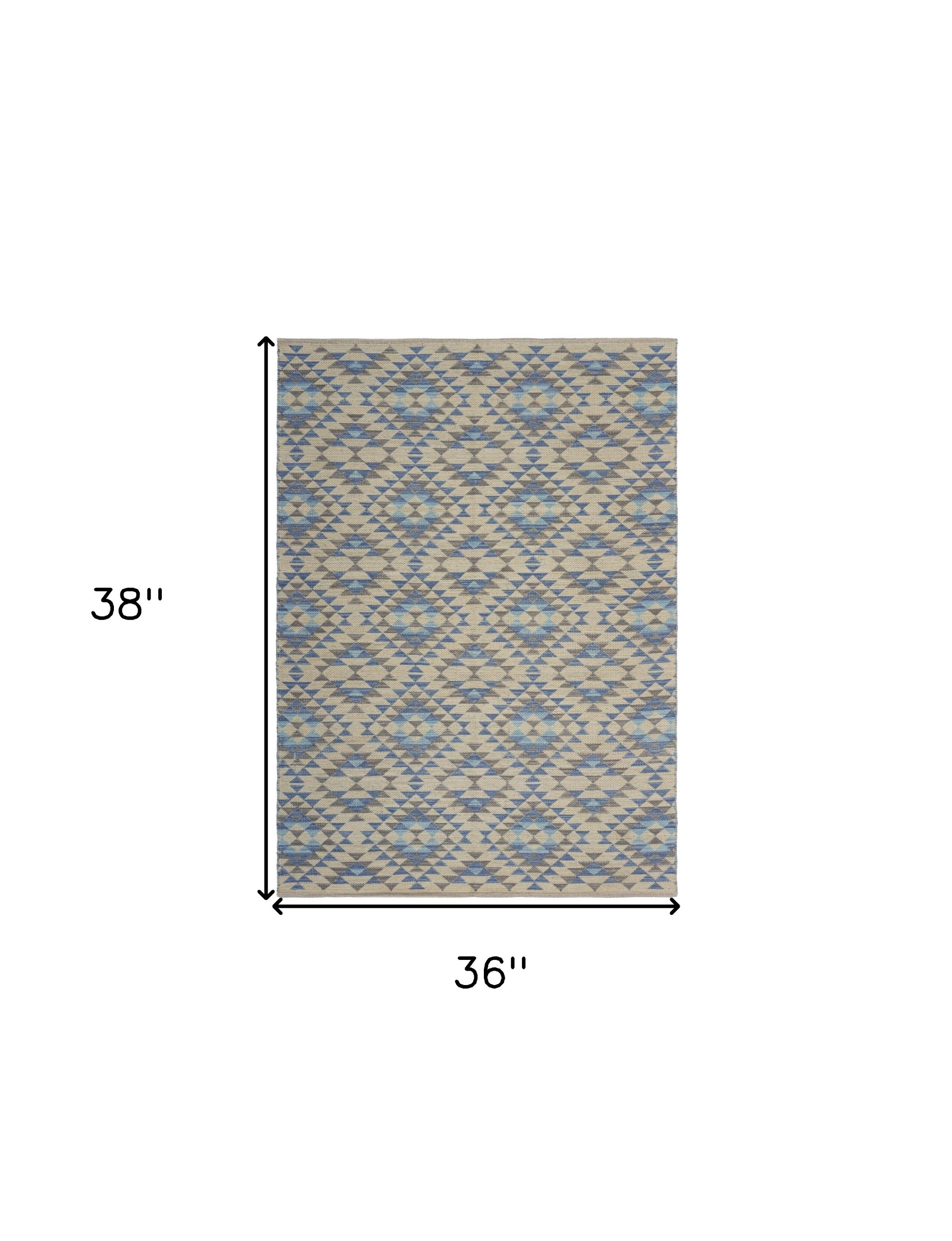 3" x 5" Blue Decorative Lattice Area Rug