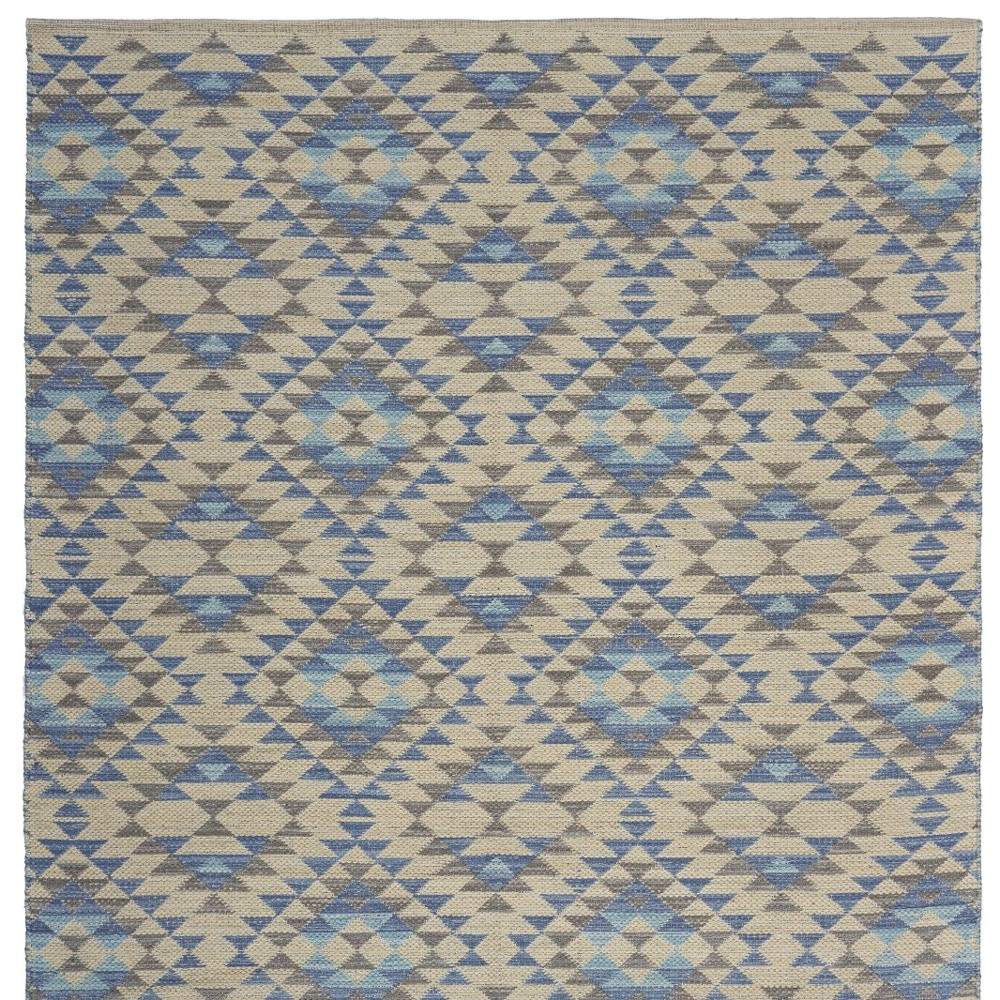 5" X 7" Blue Decorative Lattice Area Rug