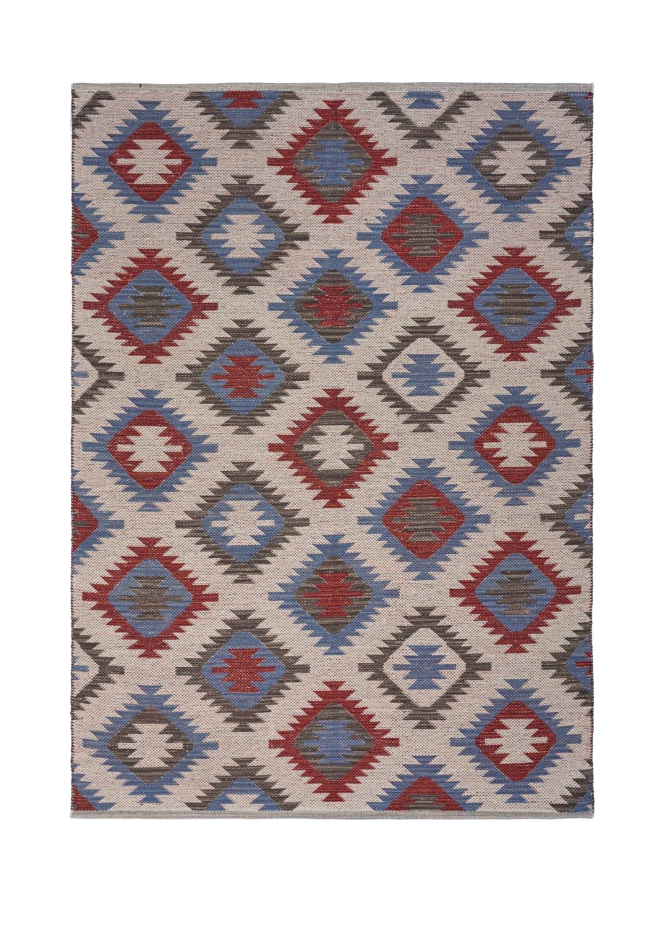 5" X 7" Red and Blue Geometric Diamonds Area Rug
