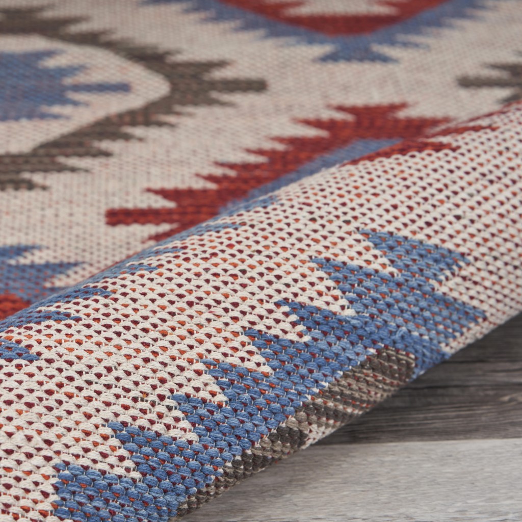 5" X 7" Red and Blue Geometric Diamonds Area Rug