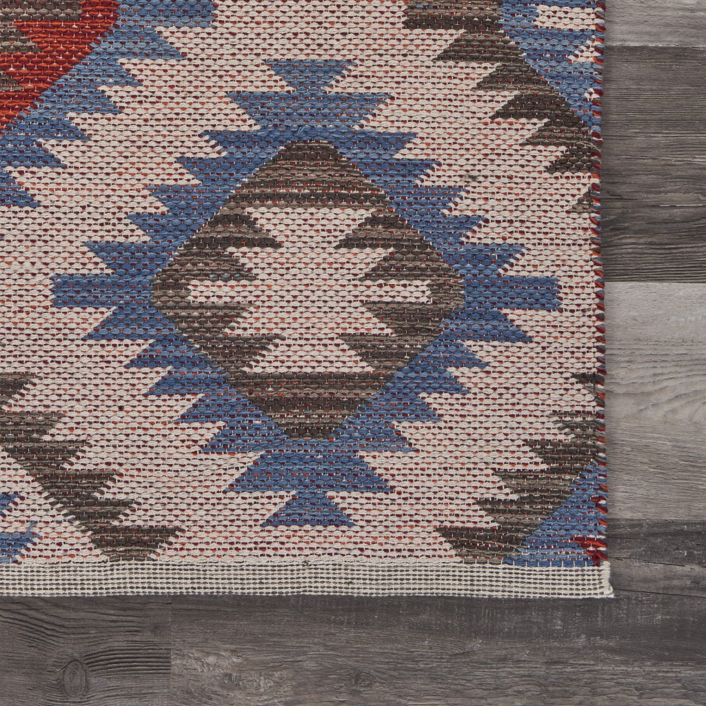 5" X 7" Red and Blue Geometric Diamonds Area Rug