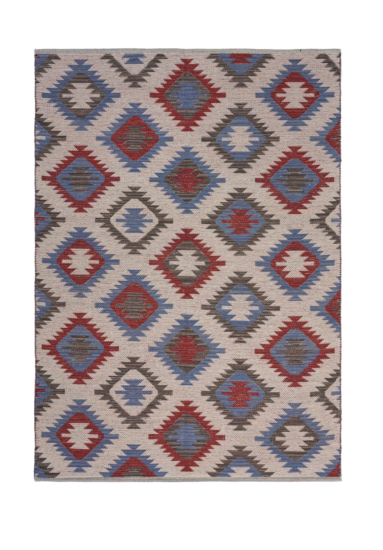 5" X 7" Red and Blue Geometric Diamonds Area Rug