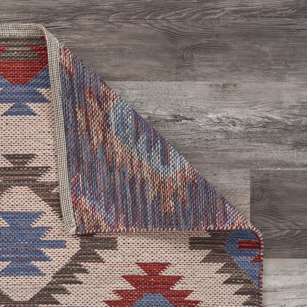 3" x 4" Red and Blue Geometric Diamonds Area Rug