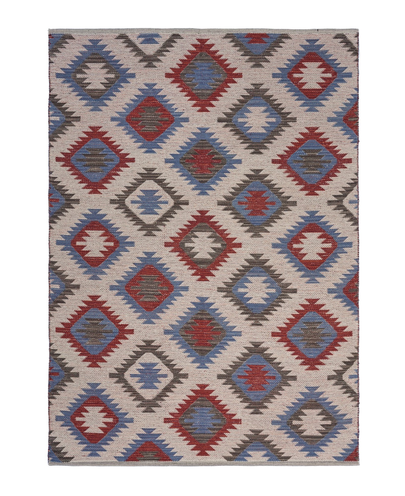 3" x 4" Red and Blue Geometric Diamonds Area Rug