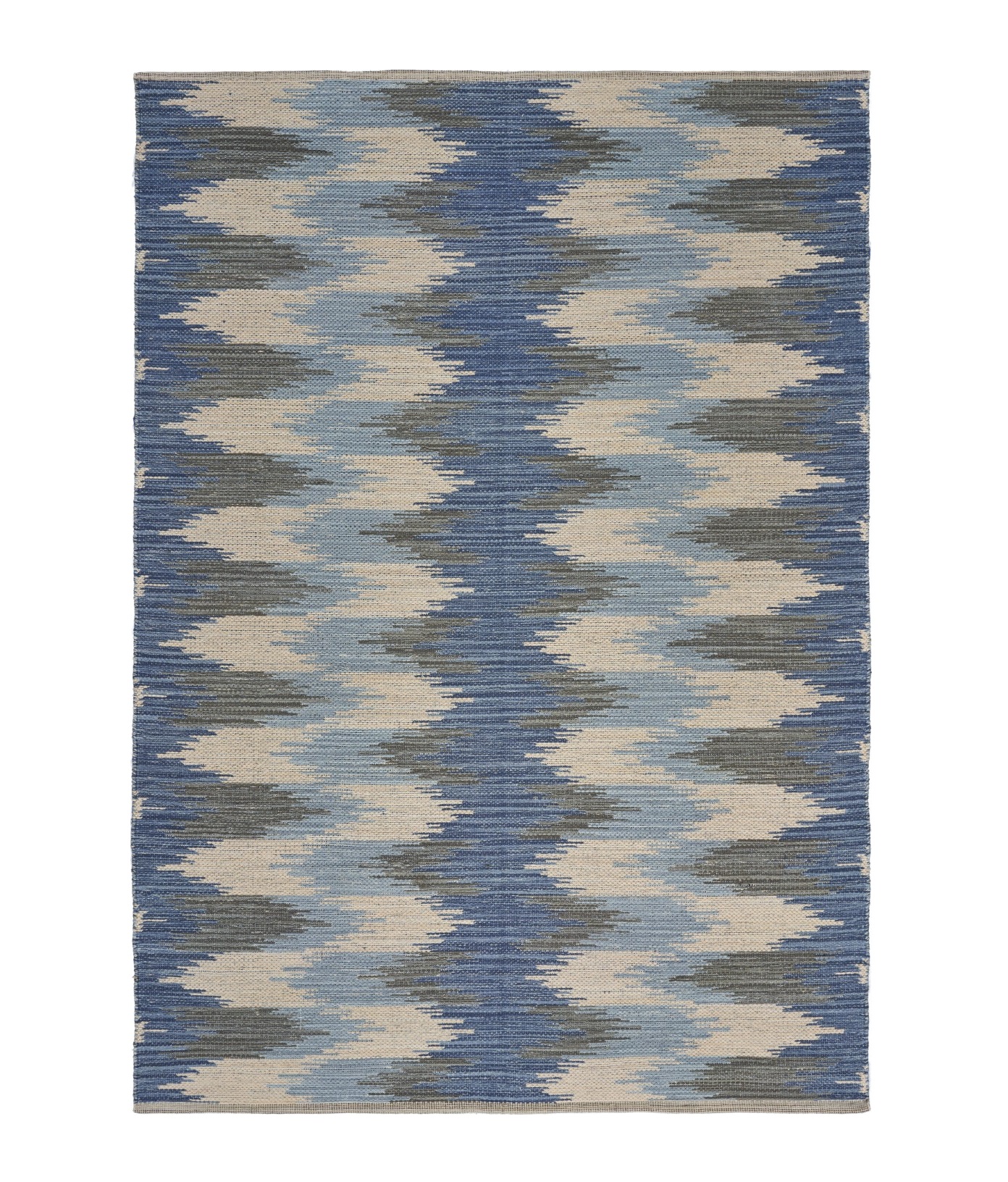 3’ x 4’ Blue and Cream Ikat Pattern Area Rug-395482-1