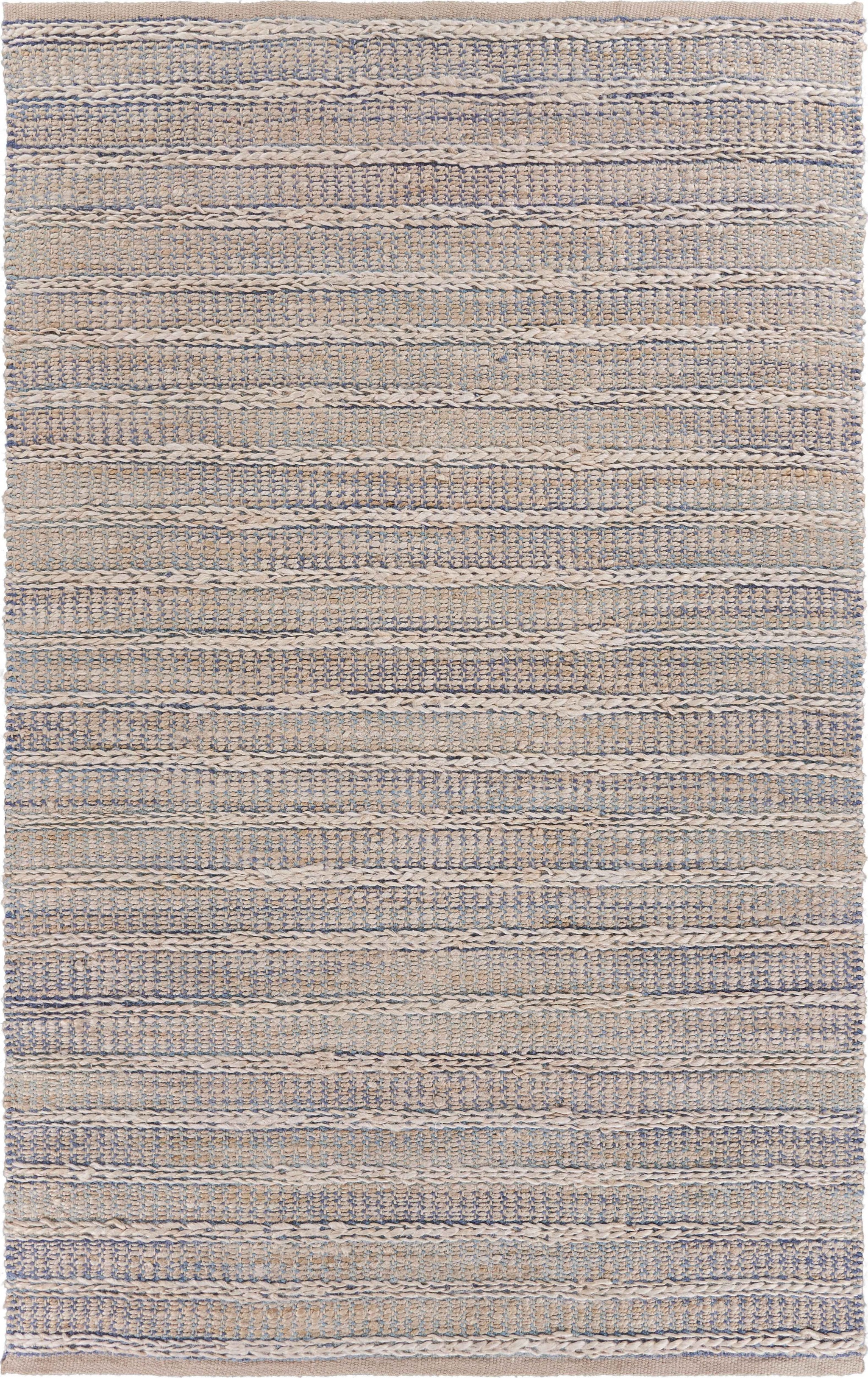 9’ x 12’ Blue and Cream Braided Jute Area Rug-395505-1