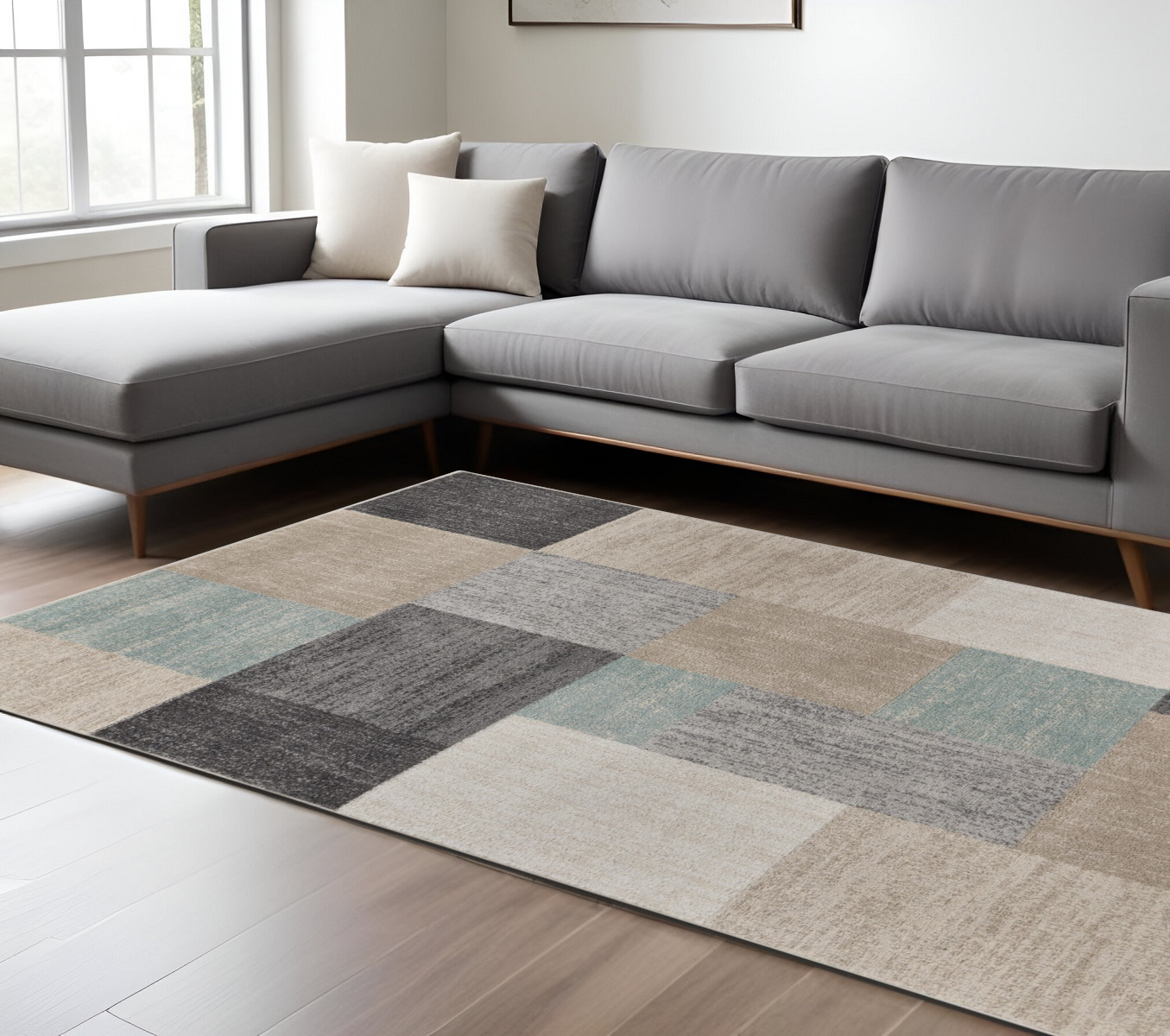 8' X 10' Gray and Ivory Area Rug-395591-1