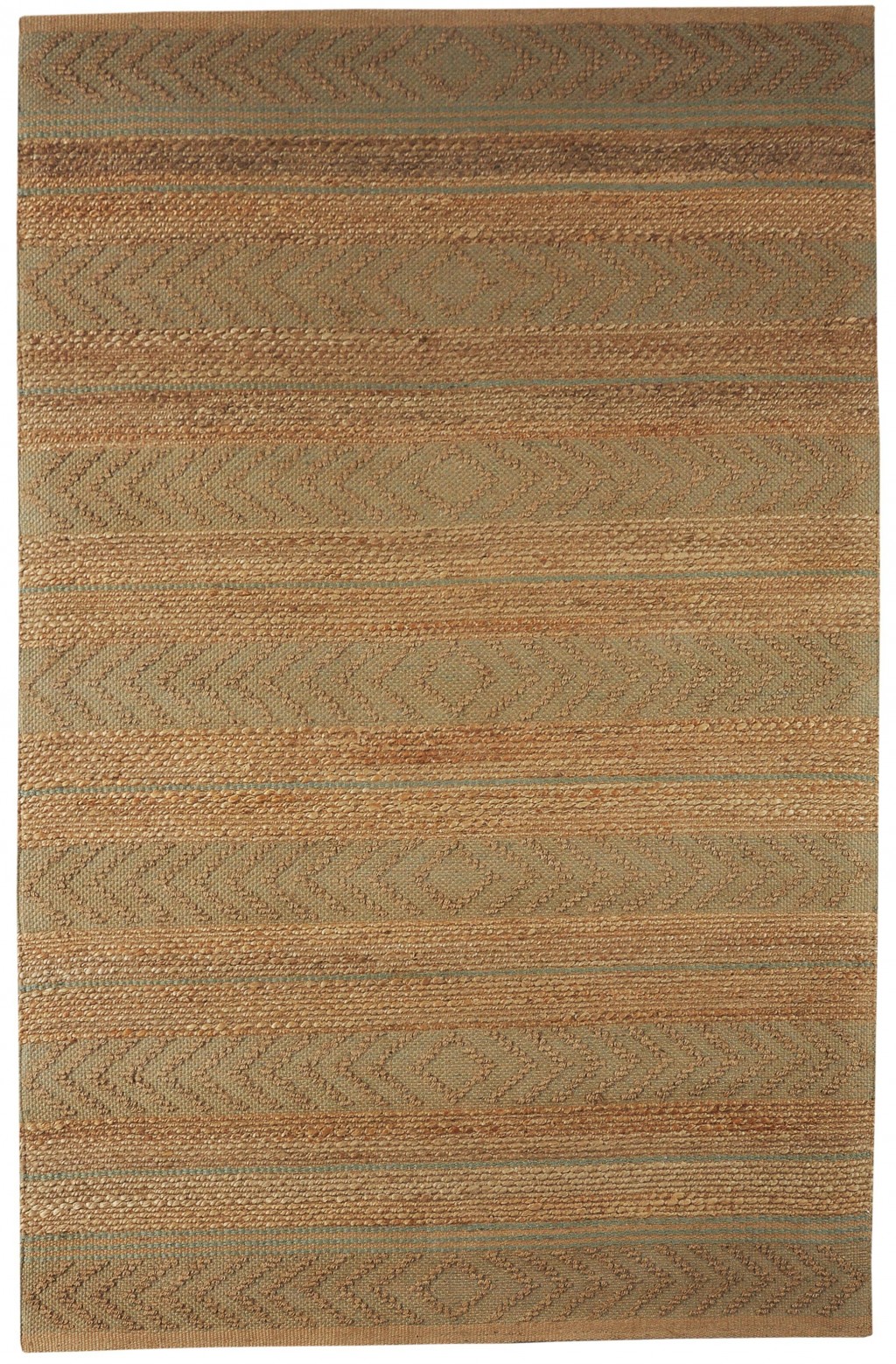 8’ x 10’ Seafoam and Tan Bohemian Striped Area Rug-395609-1