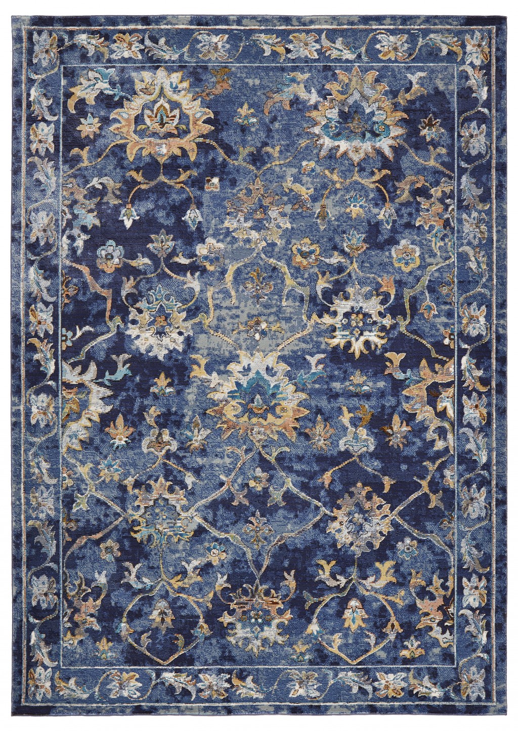 8' X 8' Blue And Ivory Dhurrie Area Rug-395711-1
