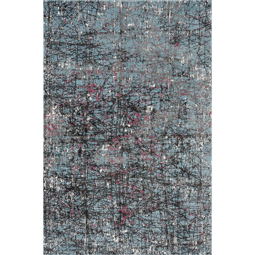 8’ x 10’ Blue Chaotic Strokes Area Rug-395763-1