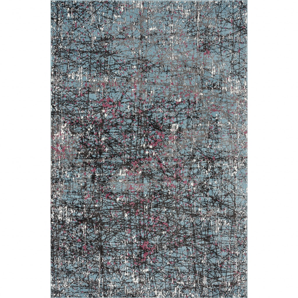 8' X 10' Blue Chaotic Strokes Area Rug-395763-1