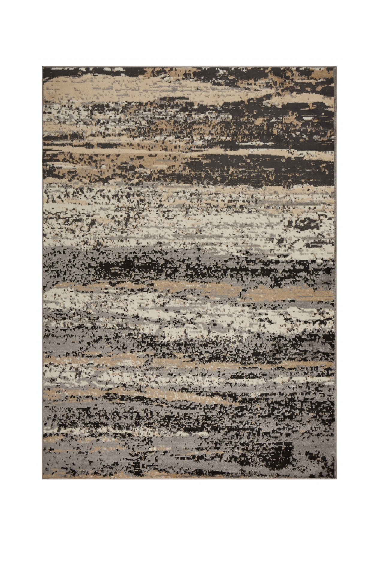5’ x 7’ Beige and Black Abstract Desert Area Rug-395776-1