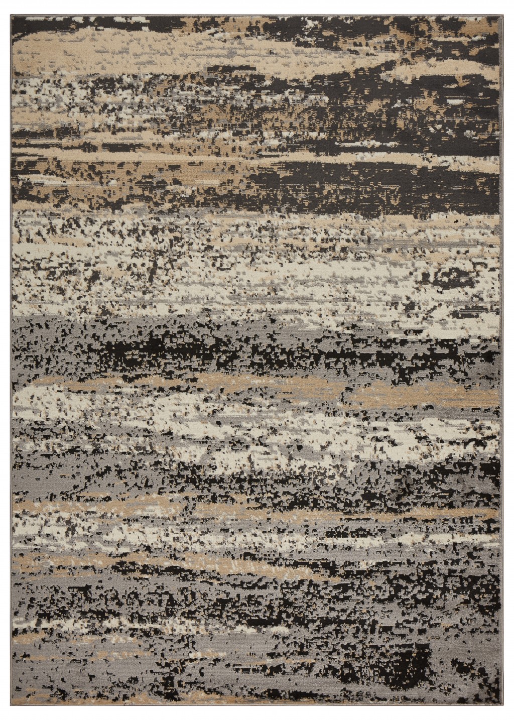 8’ x 10’ Beige and Black Abstract Desert Area Rug-395777-1
