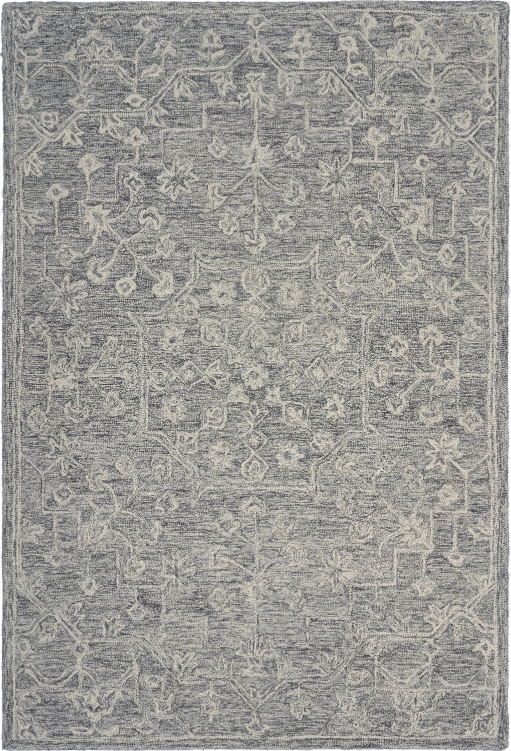 7’ x 9’ Gray Floral Finesse Area Rug-395788-1