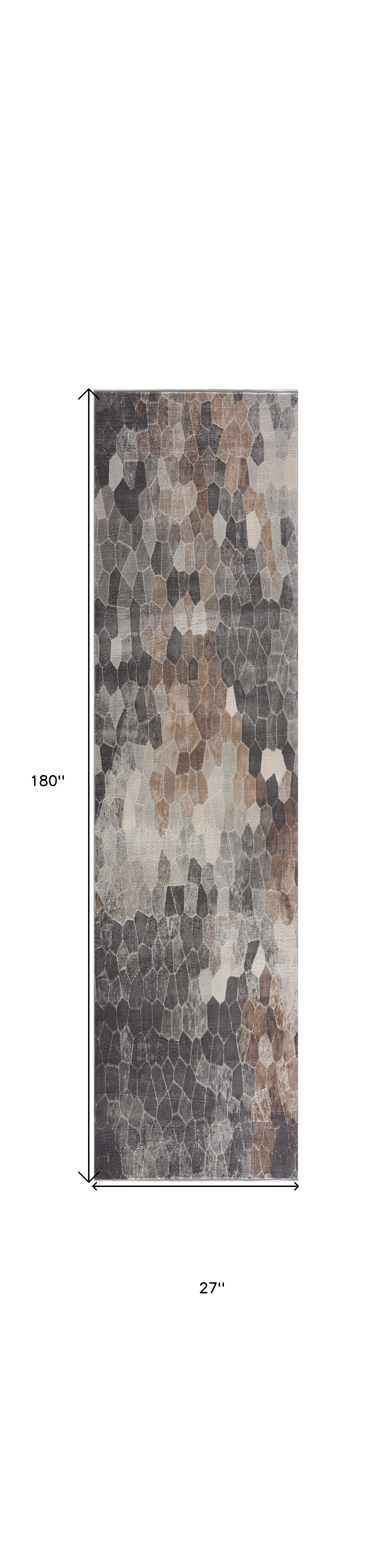 2" X 15" Beige Cobblestone Pattern Runner Rug
