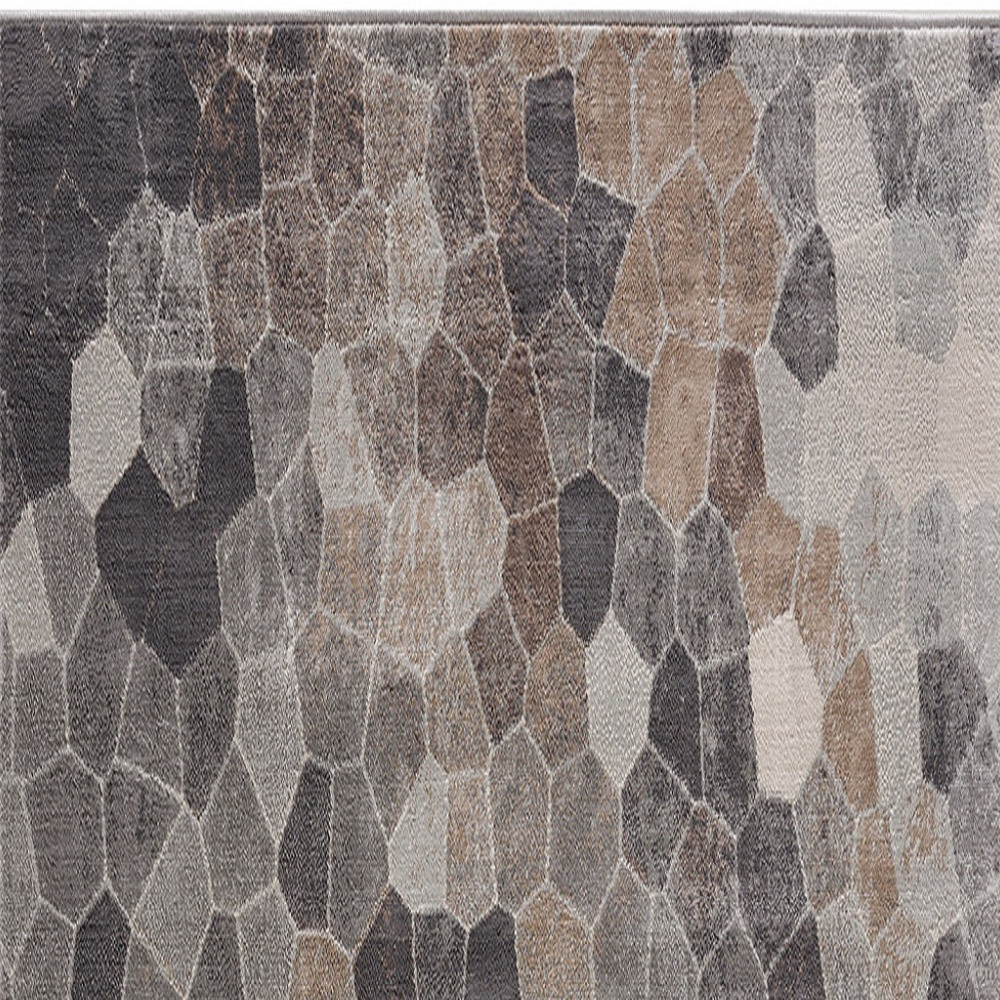 2" X 15" Beige Cobblestone Pattern Runner Rug