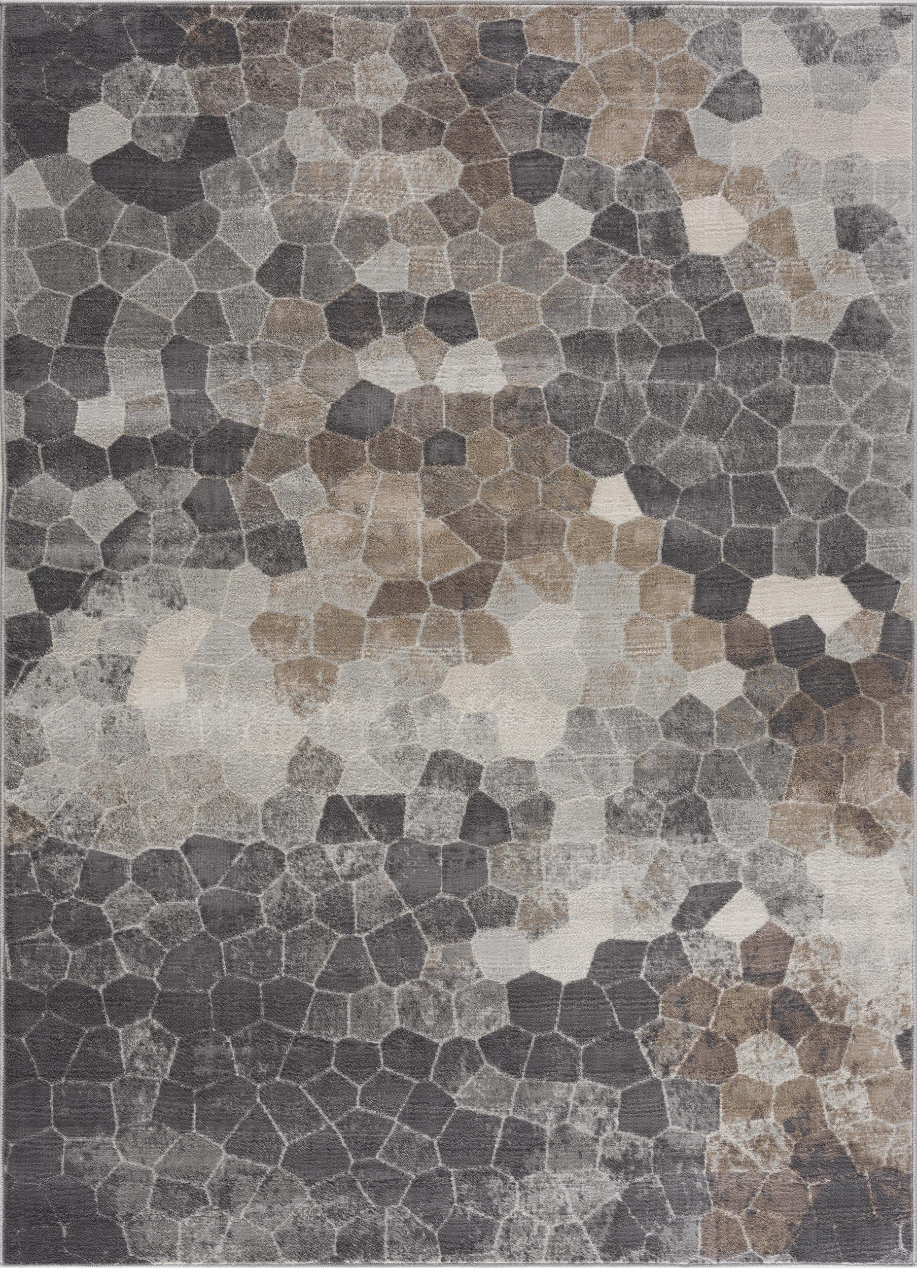 2" X 3" Beige Cobblestone Pattern Scatter Rug