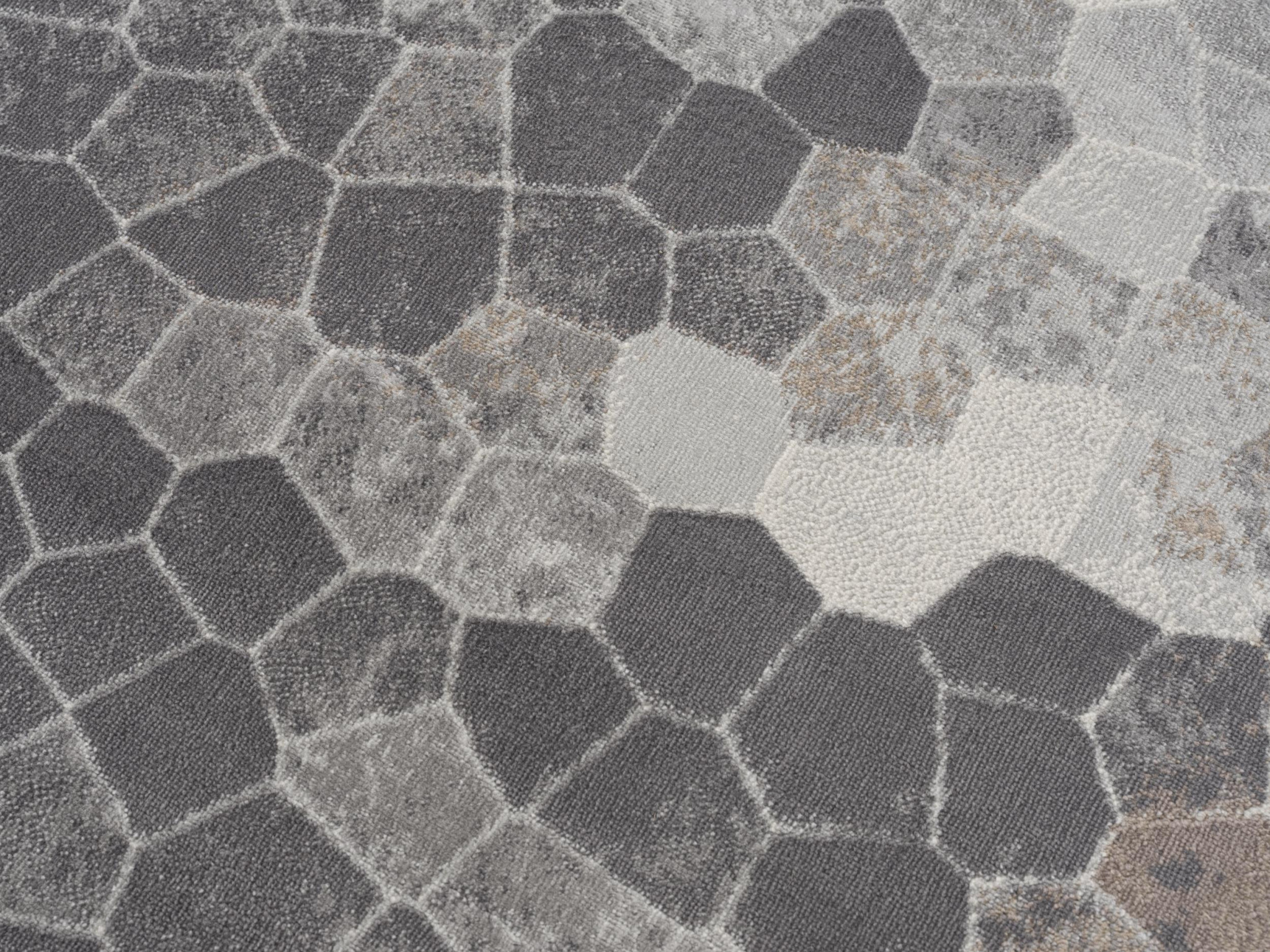 2" X 8" Beige Cobblestone Pattern Runner Rug