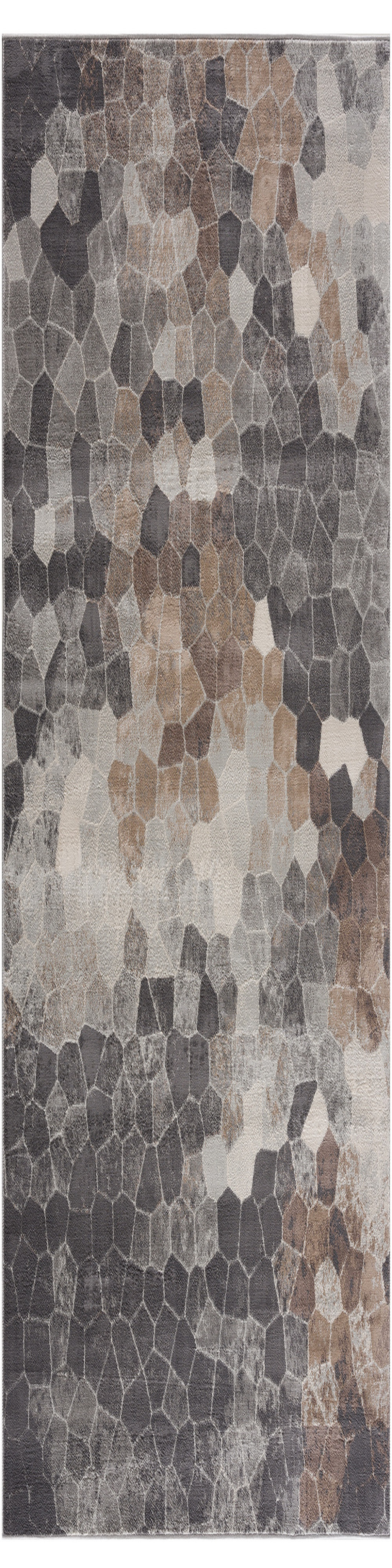 2" X 8" Beige Cobblestone Pattern Runner Rug