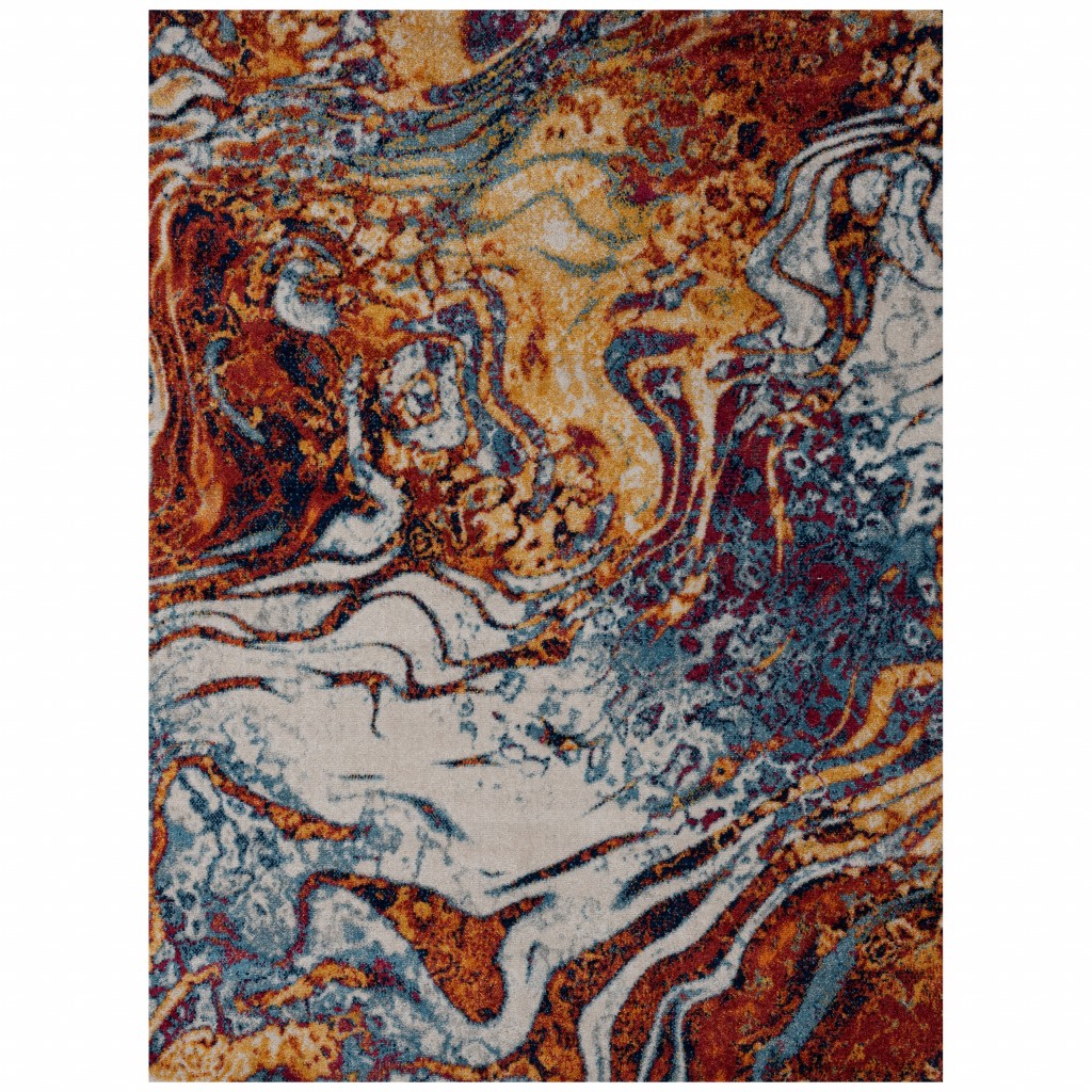 5’ x 7' Brown and Blue Collision Area Rug-395859-1