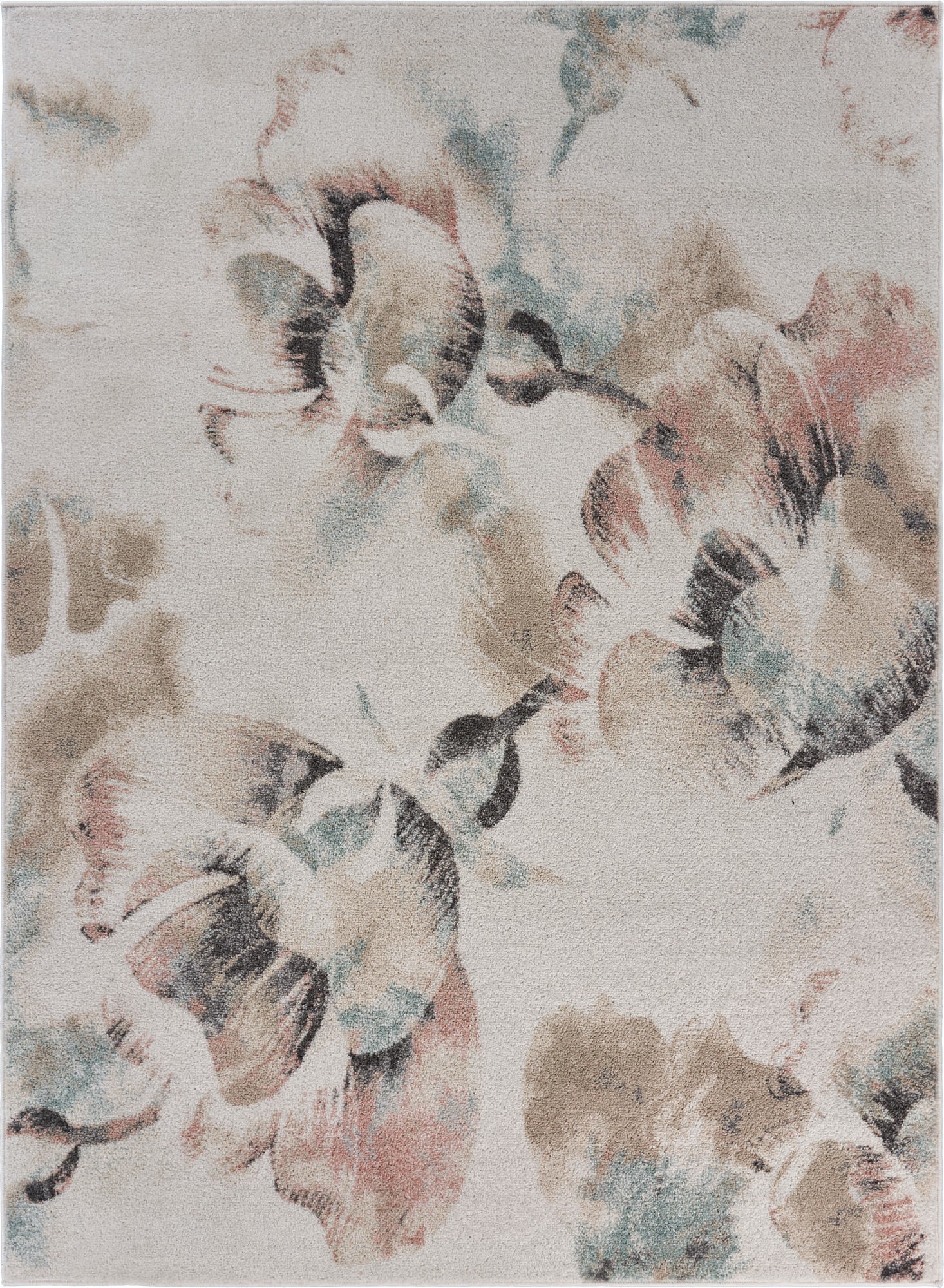 8" X 10" Ivory Soft Floral Artwork Area Rug