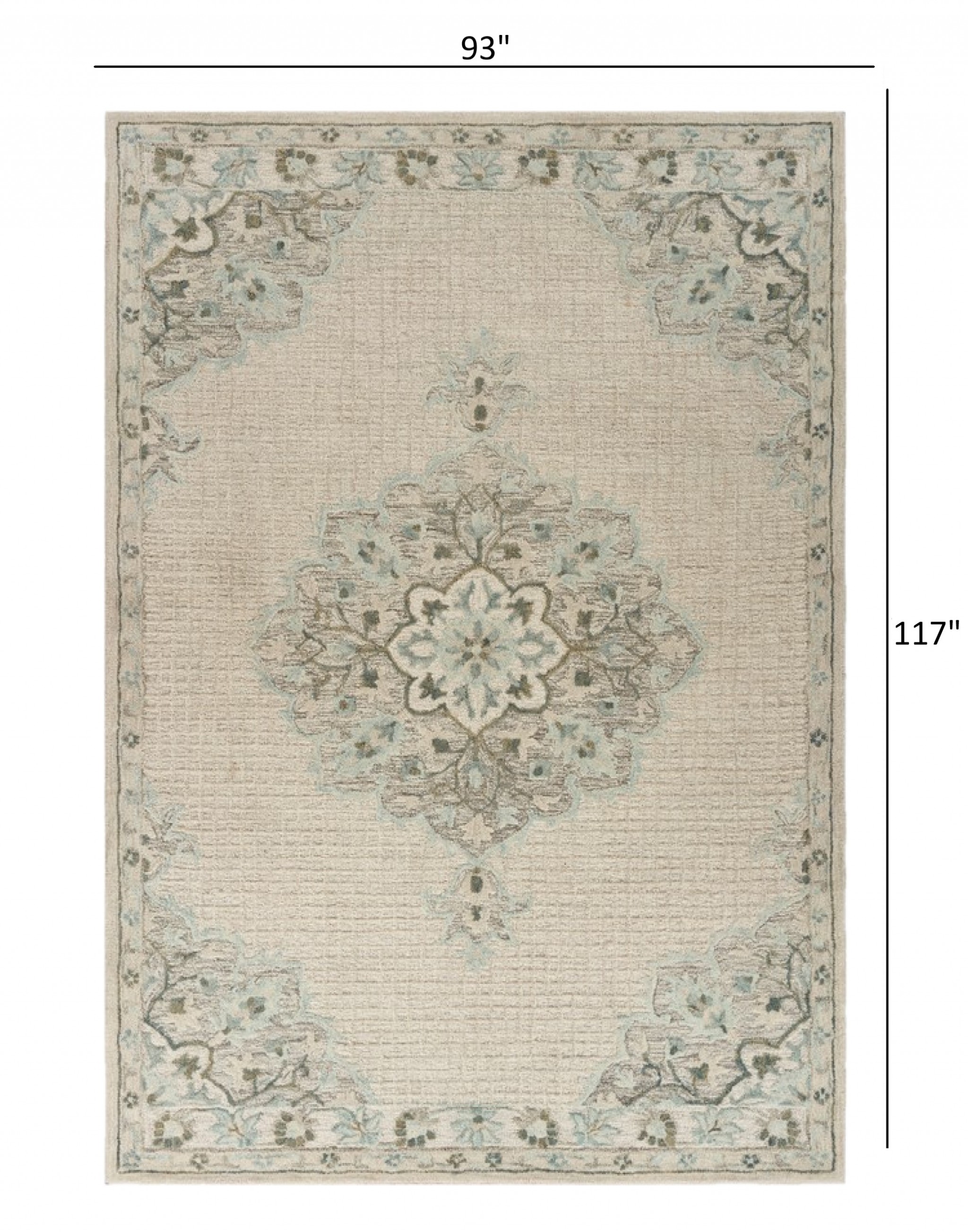 8" X 10" Ivory Wool Handmade Area Rug