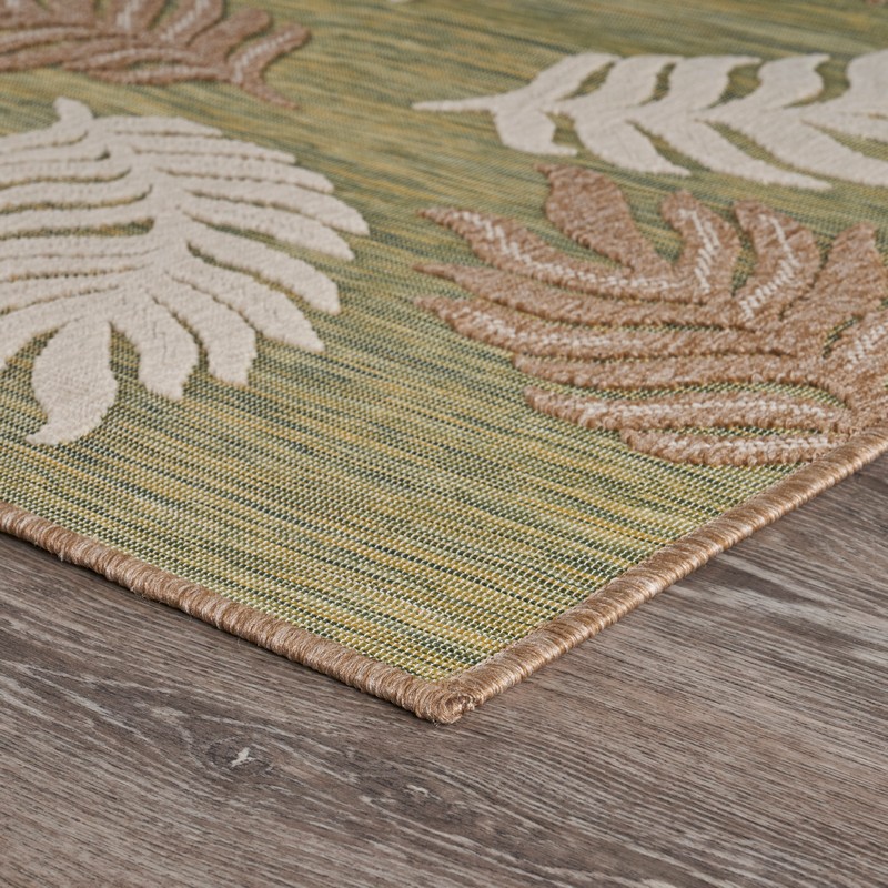 8' X 10' Green And Ivory Indoor Outdoor Area Rug-395980-1