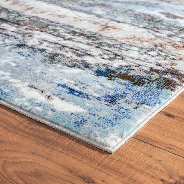 5' x 8' Shades of Blue and Gray Abstract Marble Area Rug-395987-1