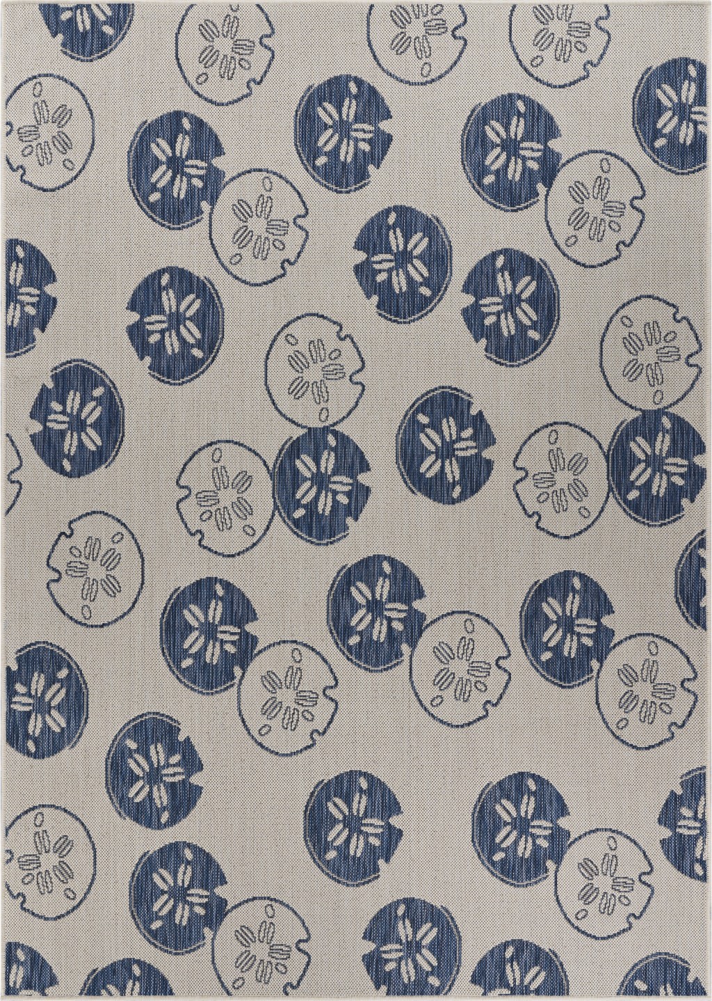 5' X 7' Blue And Gray Indoor Outdoor Area Rug-396111-1