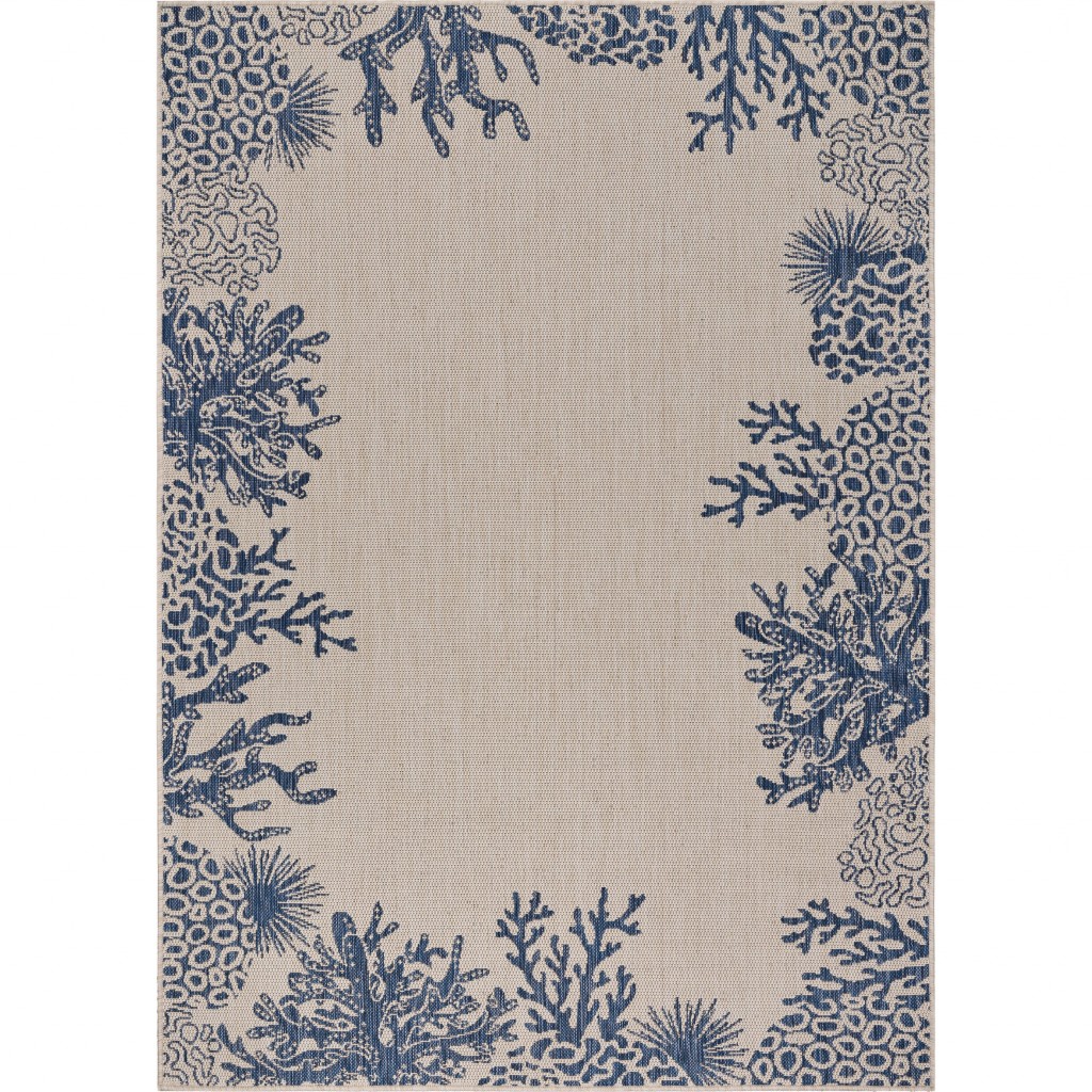 5' X 7' Blue And Gray Indoor Outdoor Area Rug-396120-1