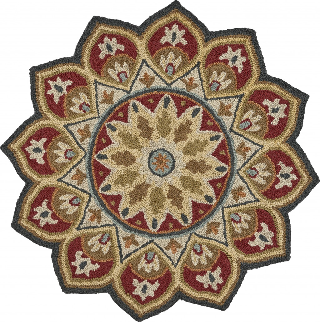 6' Red Round Wool Hand Tufted Area Rug-396161-1