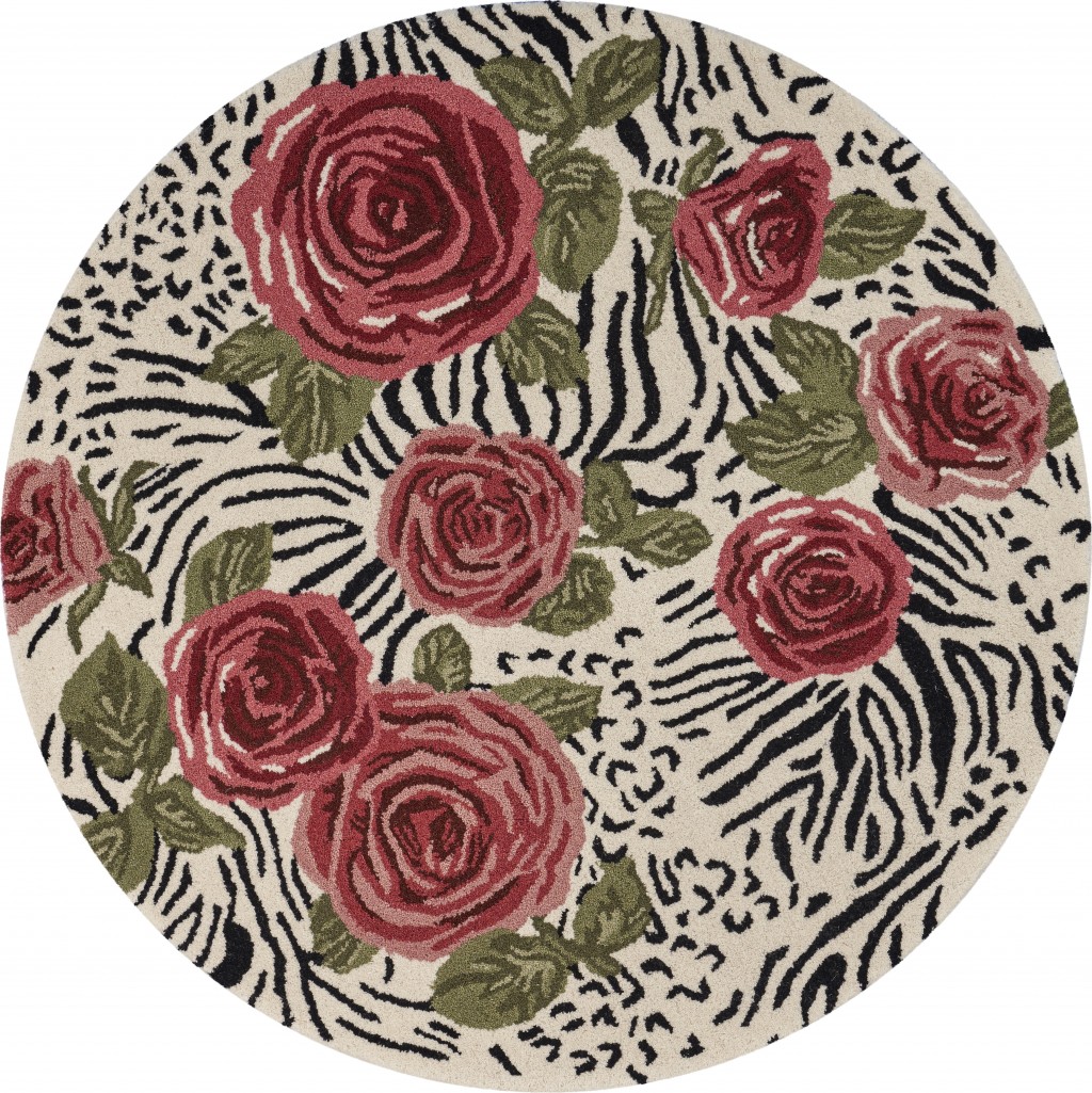 6' Rose Round Wool Hand Tufted Area Rug-396167-1