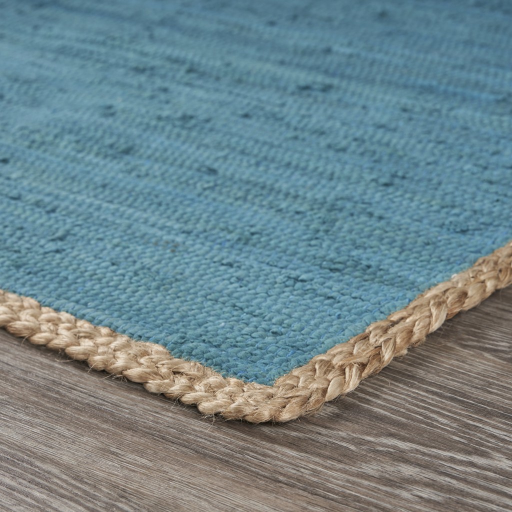 3 x 4 Blue and Tan Braided Border Area Rug